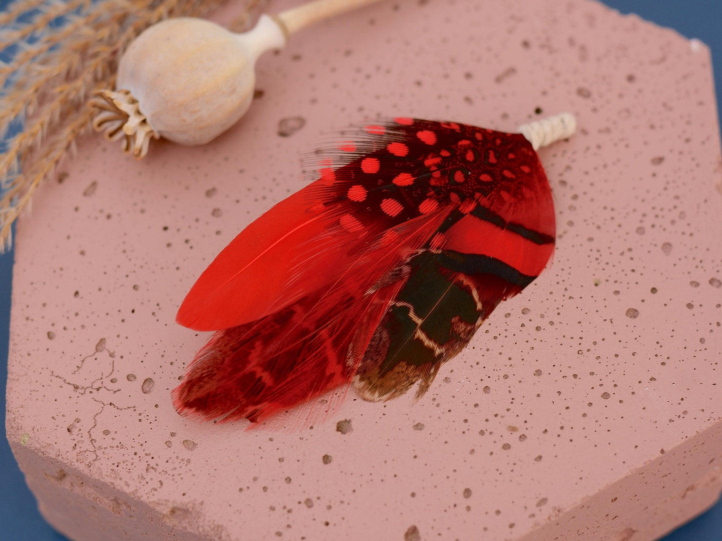 Black and Red Feather Hat Pin | Duck Feather Boutonniere | Pheasant Feather Brooch |