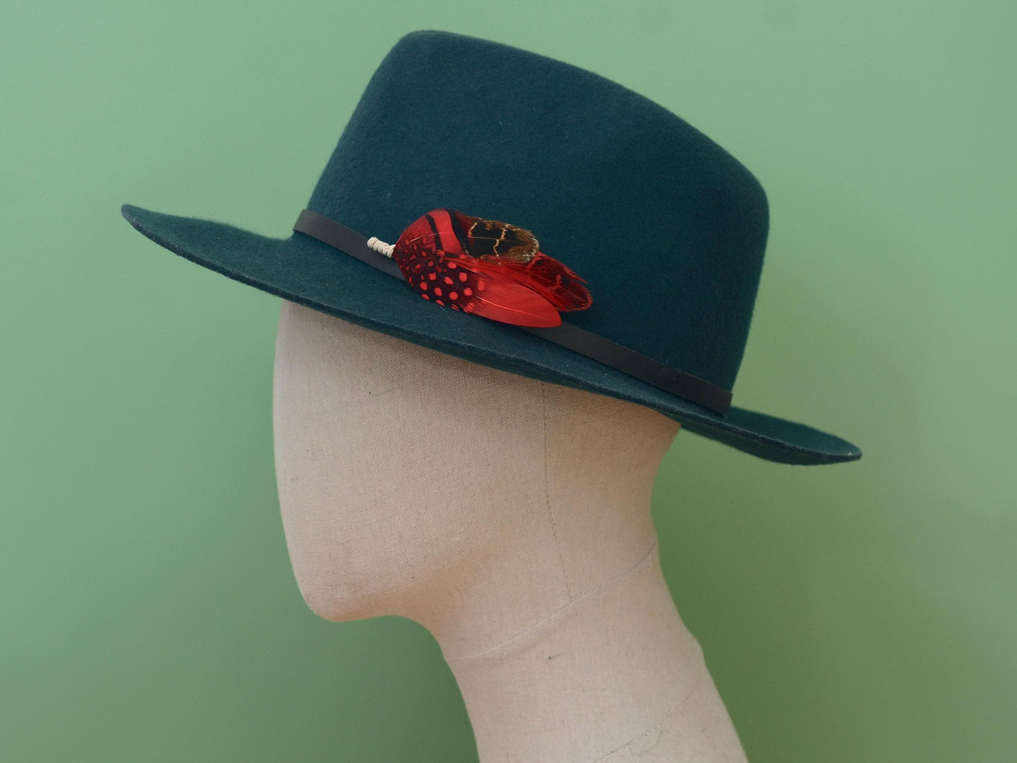 Black and Red Feather Hat Pin | Duck Feather Boutonniere | Pheasant Feather Brooch |