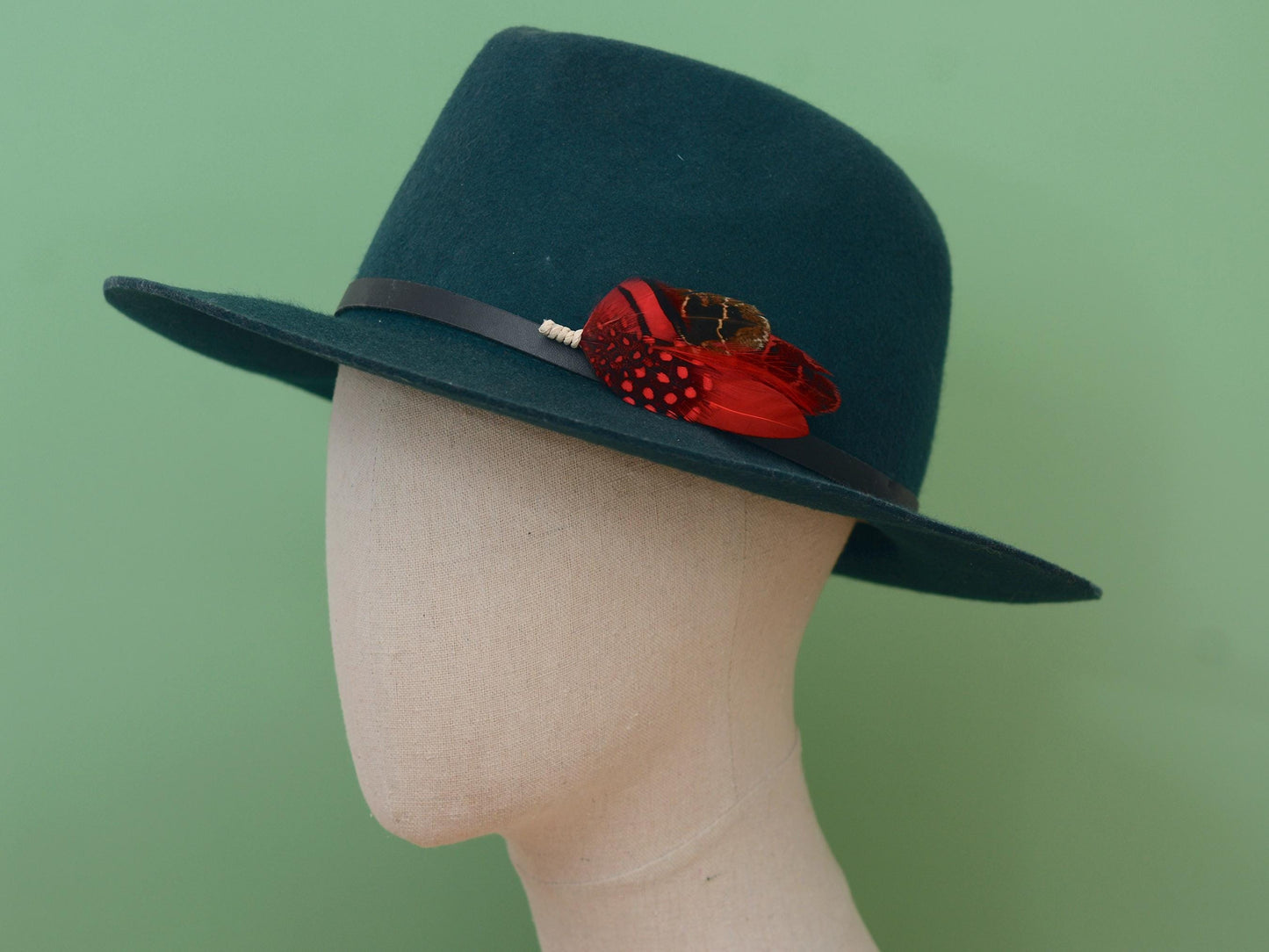 Black and Red Feather Hat Pin | Duck Feather Boutonniere | Pheasant Feather Brooch |