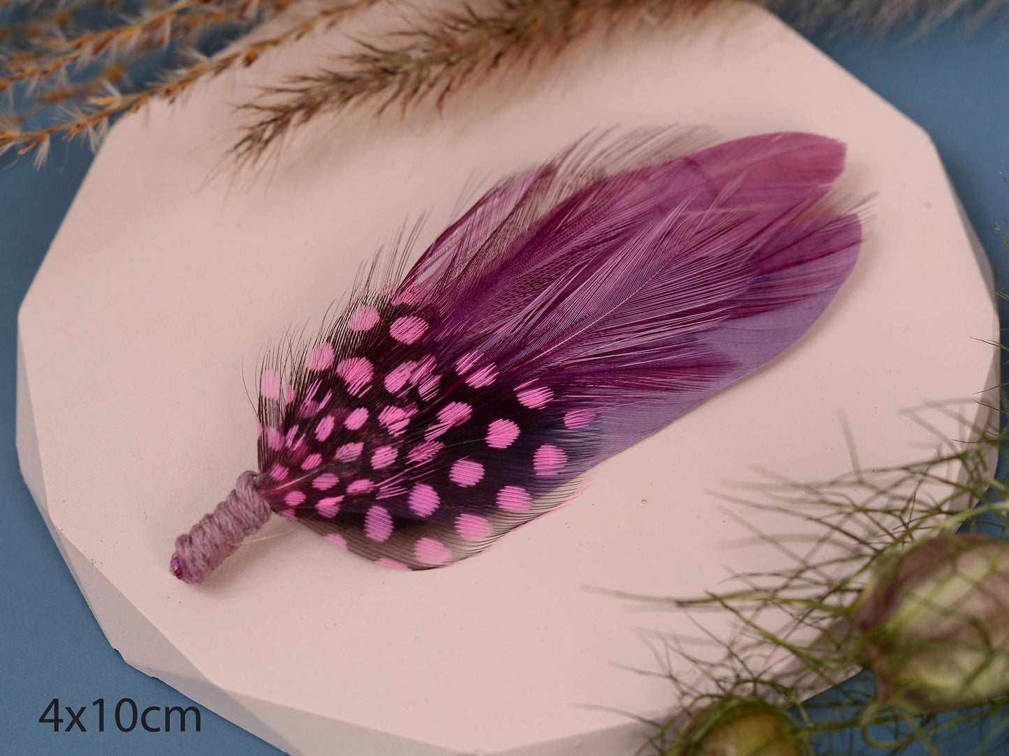 Feather Brooch Pin in Ombre Pink and Lavender Purple | Pheasant Feather Boutonniere | Feather Hat Pin