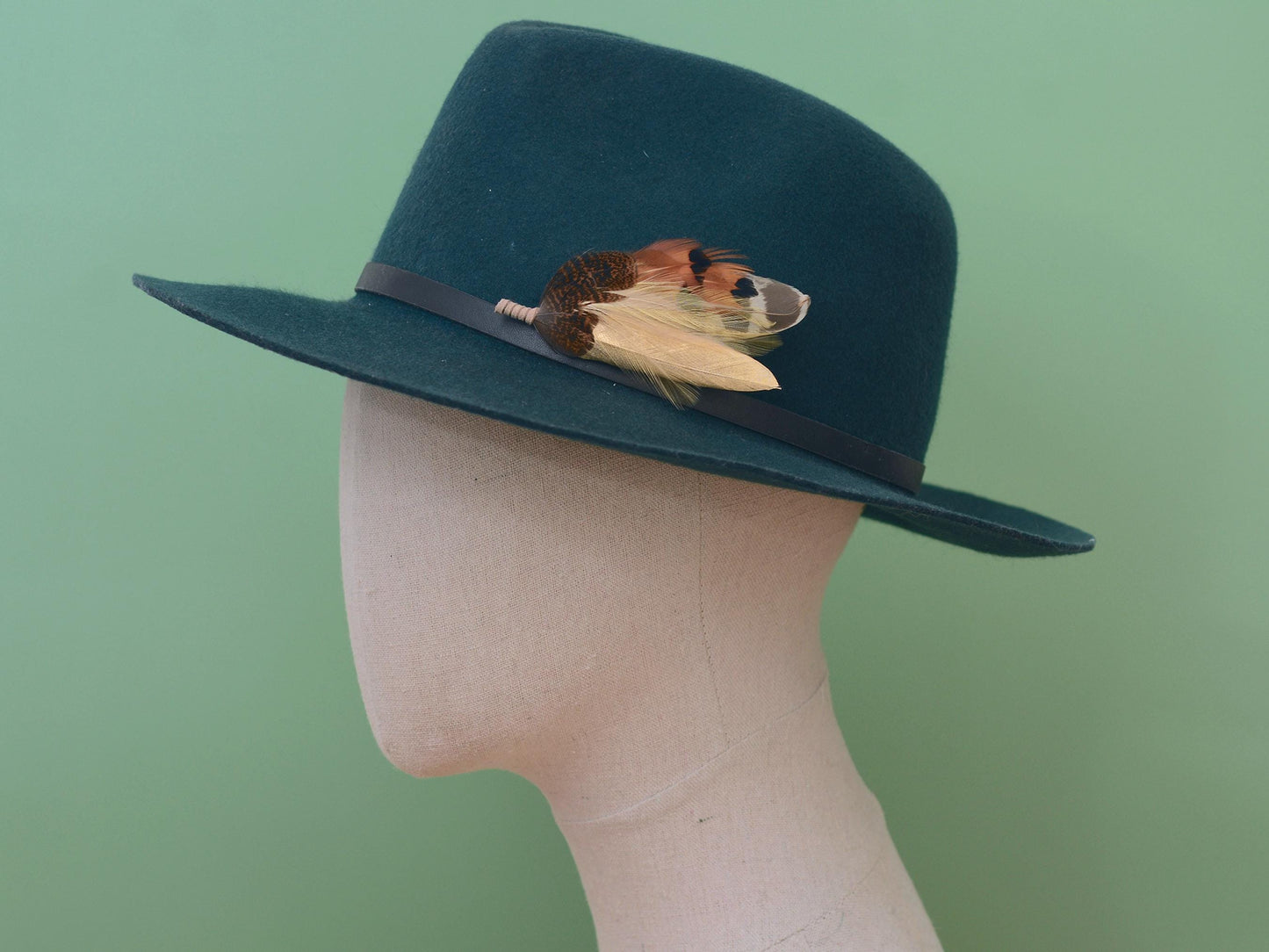 Gold and Pheasant Feather Pin | Pheasant Feather Boutonniere | Feather Brooch | Feather Hat Pin