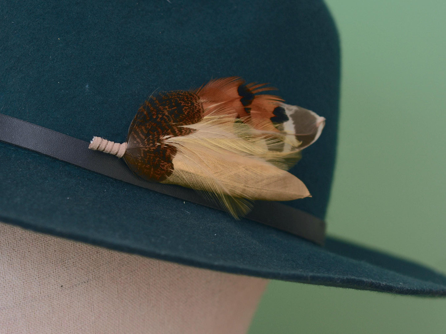 Gold and Pheasant Feather Pin | Pheasant Feather Boutonniere | Feather Brooch | Feather Hat Pin