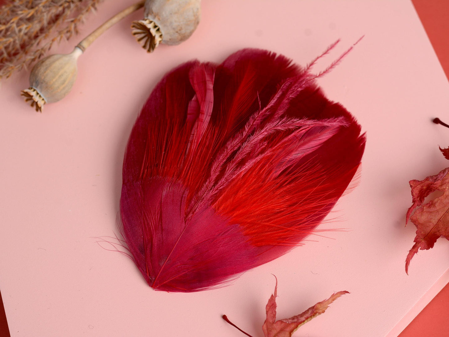 Ruby Red Feather Hair Clip Fascinator | Feather Headpiece | Bridesmaid Hair Clip | Wedding Fascinator