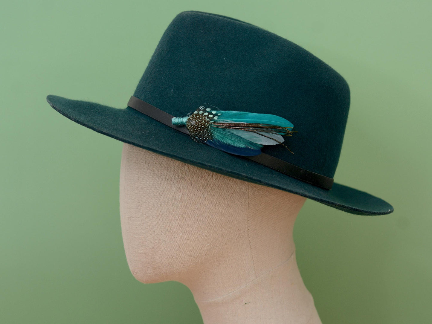 Ombre Teal, Turquoise and Navy Duck Feather Lapel Pin | Duck Feather Boutonniere | Feather Hat Pin