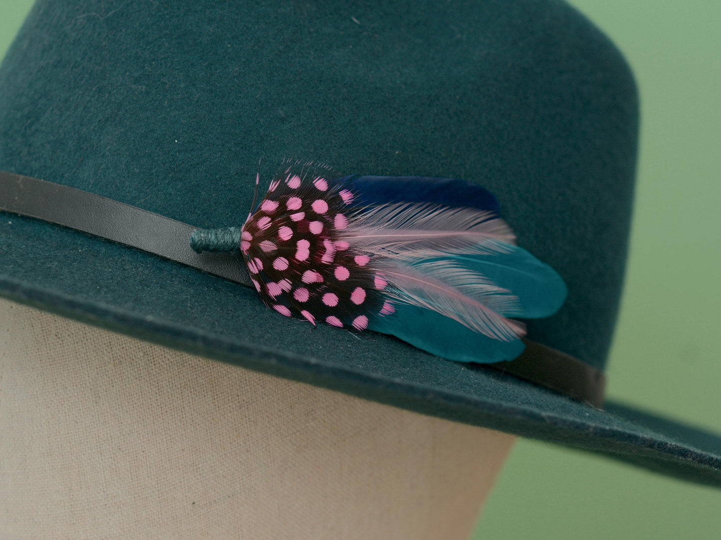 Teal, Pink and Navy Feather Lapel Pin | Pheasant Feather Boutonniere | Feather Brooch | Feather Hat Pin