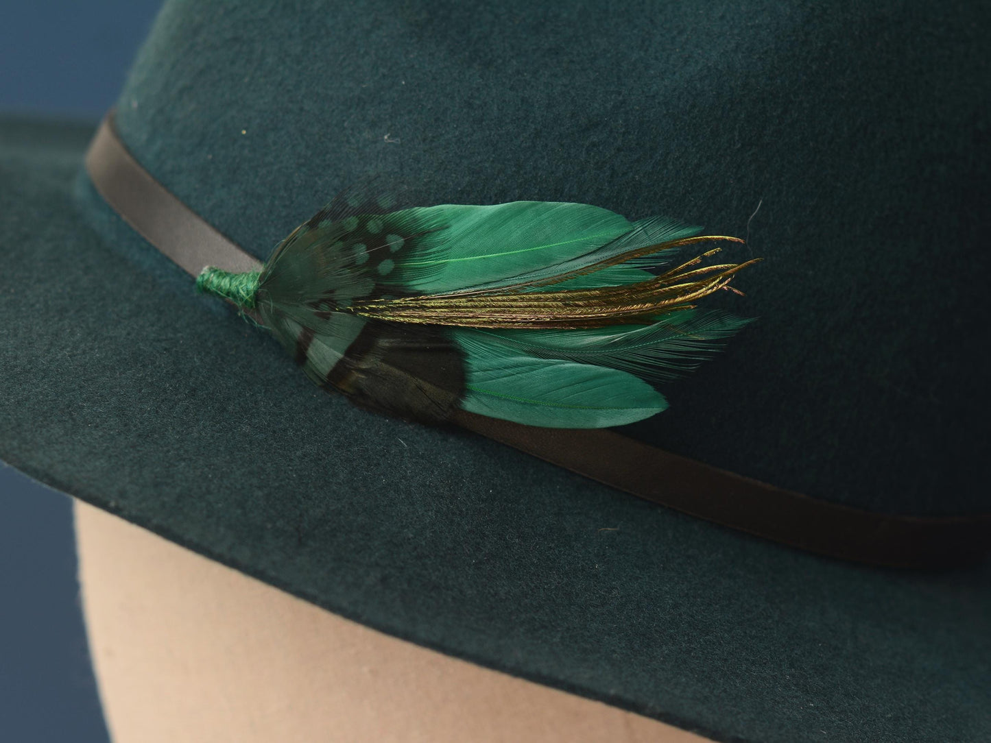 Shades of Green Feather Brooch Pin | Duck Feather Boutonniere | Green Feather Hat Pin | Feather Lapel Pin