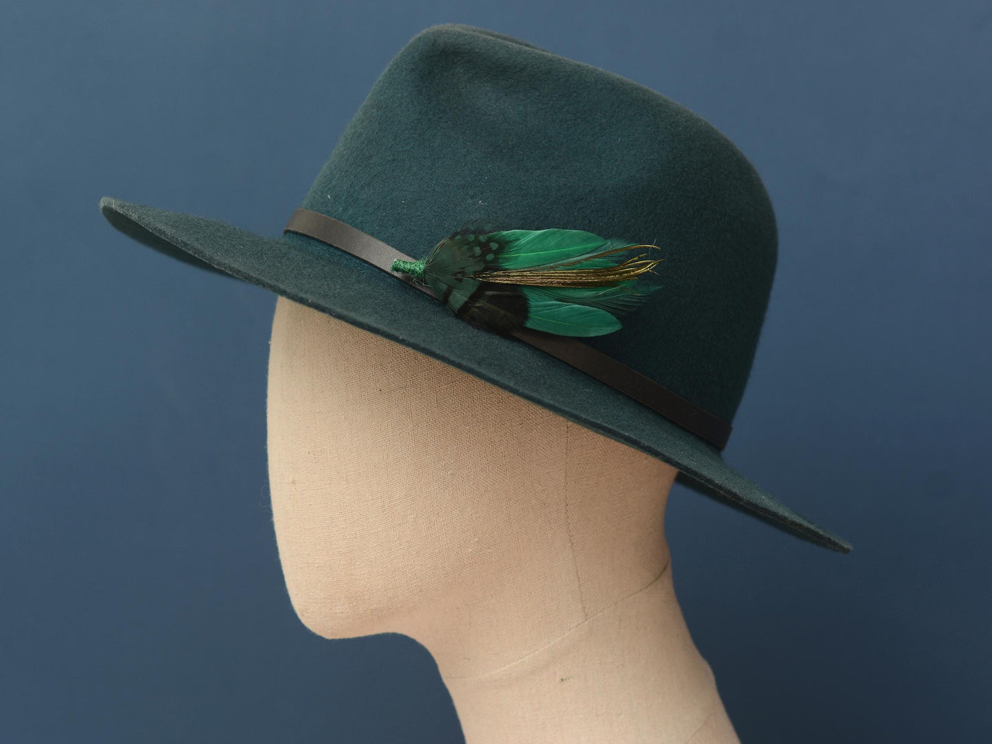 Shades of Green Feather Brooch Pin | Duck Feather Boutonniere | Green Feather Hat Pin | Feather Lapel Pin