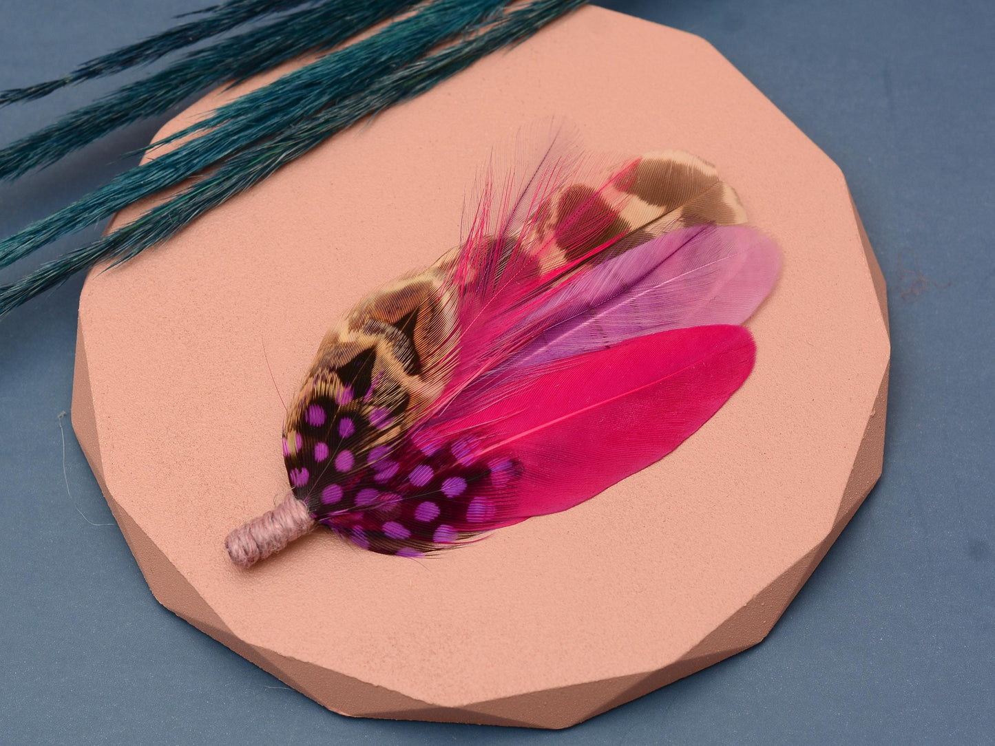 Pink and Mauve Hen Pheasant Feather Hat Pin | Feather Brooch | Feather Boutonniere |