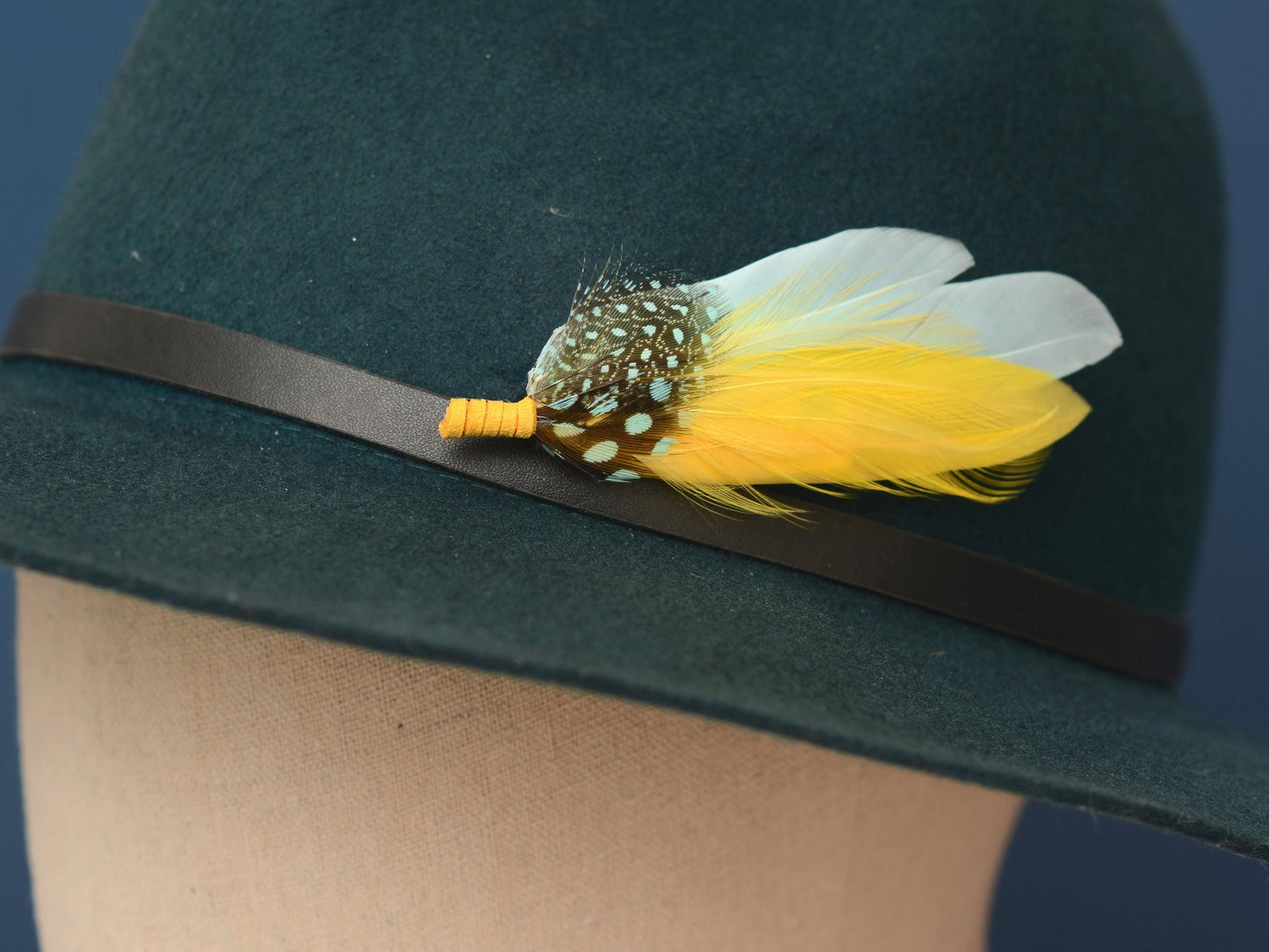 Feather Hat Pin in Mint Green and Yellow | Duck Feather Brooch | Duck Feather Boutonniere | Feather Hat Pin