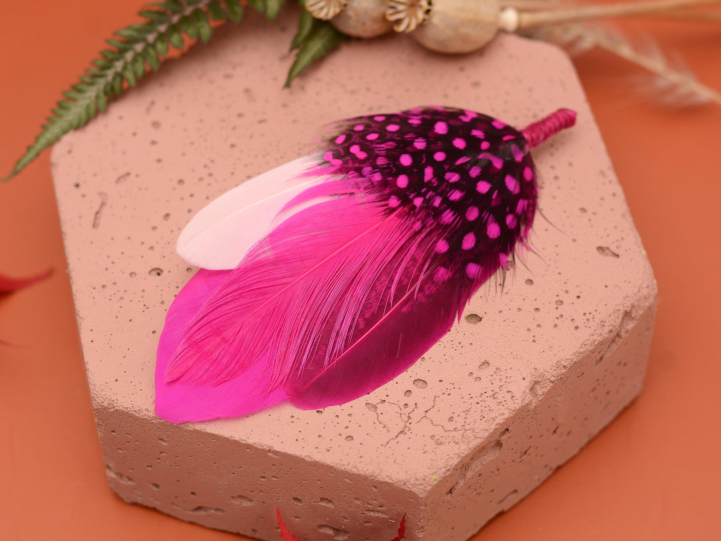 Ombre Pink Feather Lapel Pin Small no.315 | Pheasant Feather Boutonniere | Feather Brooch | Feather Hat Pin