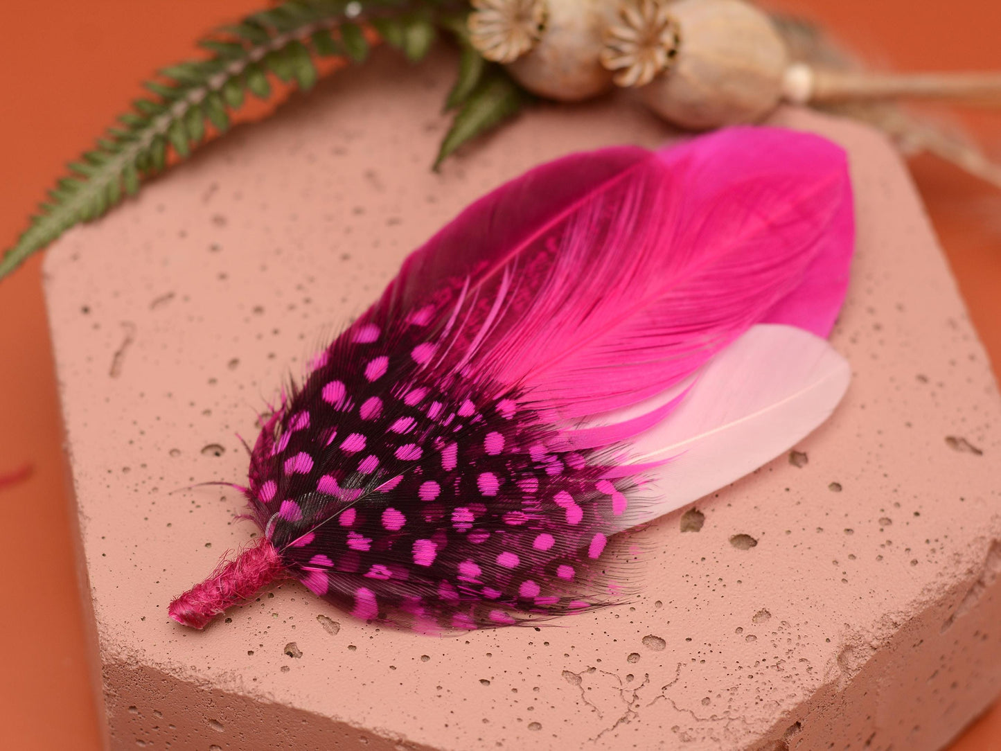 Ombre Pink Feather Lapel Pin Small no.315 | Pheasant Feather Boutonniere | Feather Brooch | Feather Hat Pin