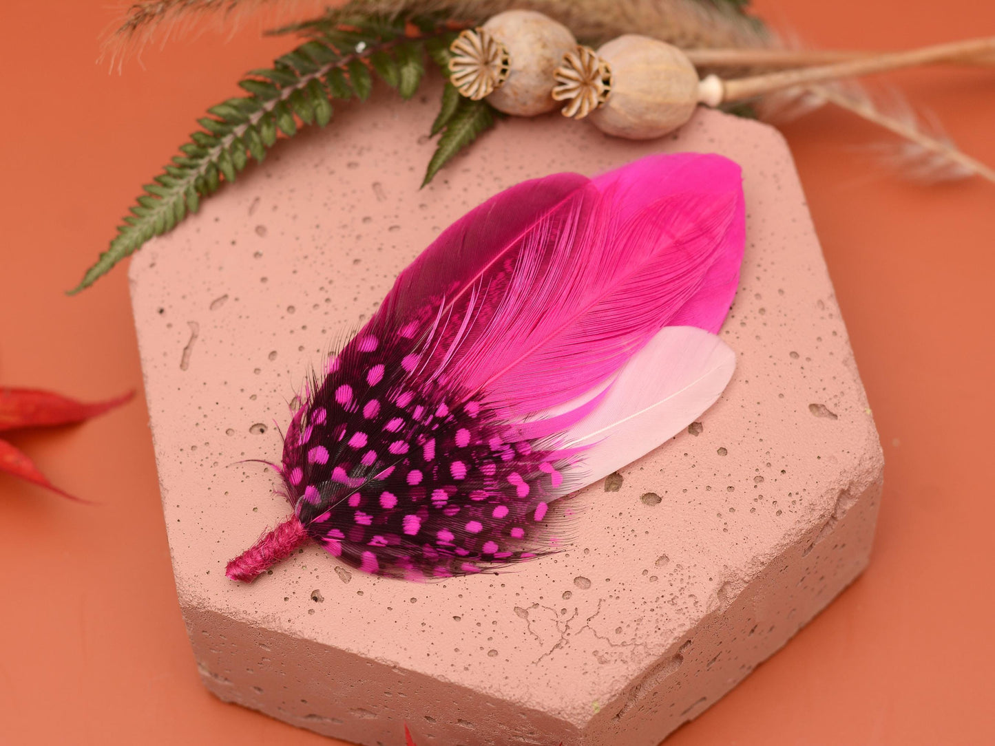 Ombre Pink Feather Lapel Pin Small no.315 | Pheasant Feather Boutonniere | Feather Brooch | Feather Hat Pin