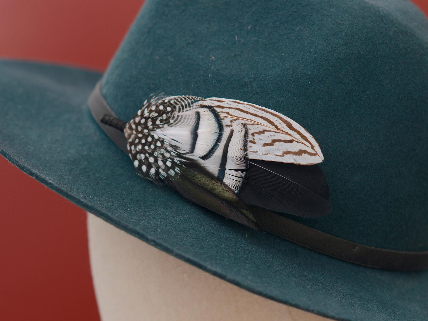 Monochrome Feather Lapel Pin Large No.1 | Feather Boutonniere | Pheasant Feather Brooch | Feather Hat Pin