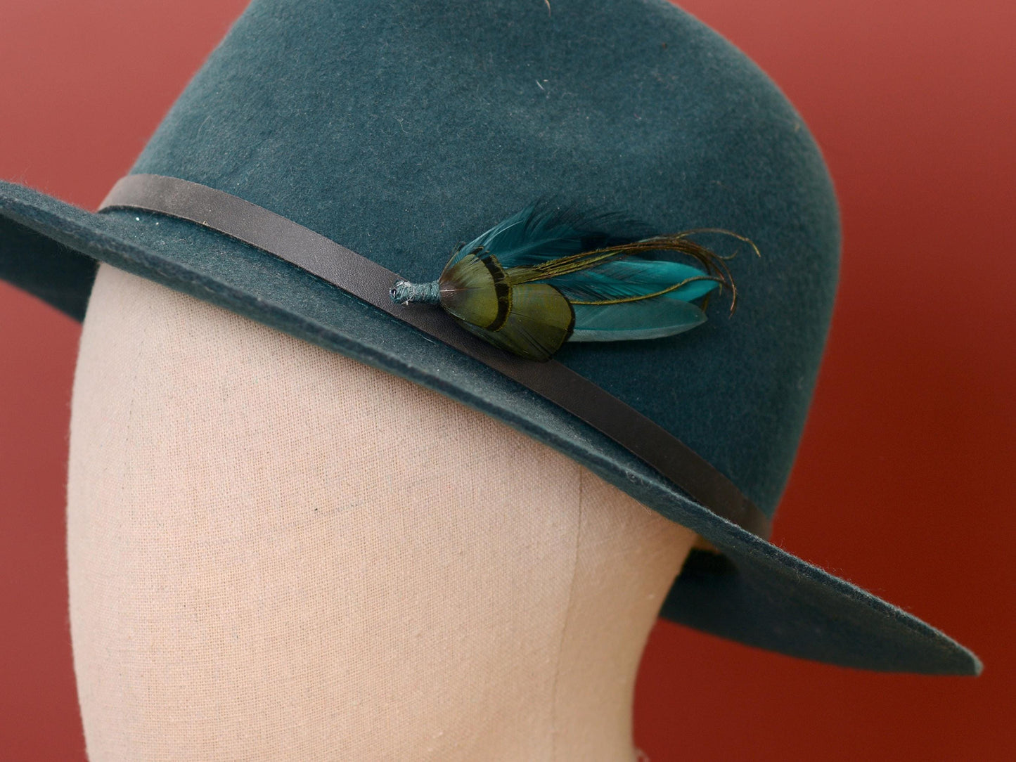 Shades of Teal Feather Pin | Duck Feather Boutonniere | Pheasant Feather Brooch | Feather Hat Pin