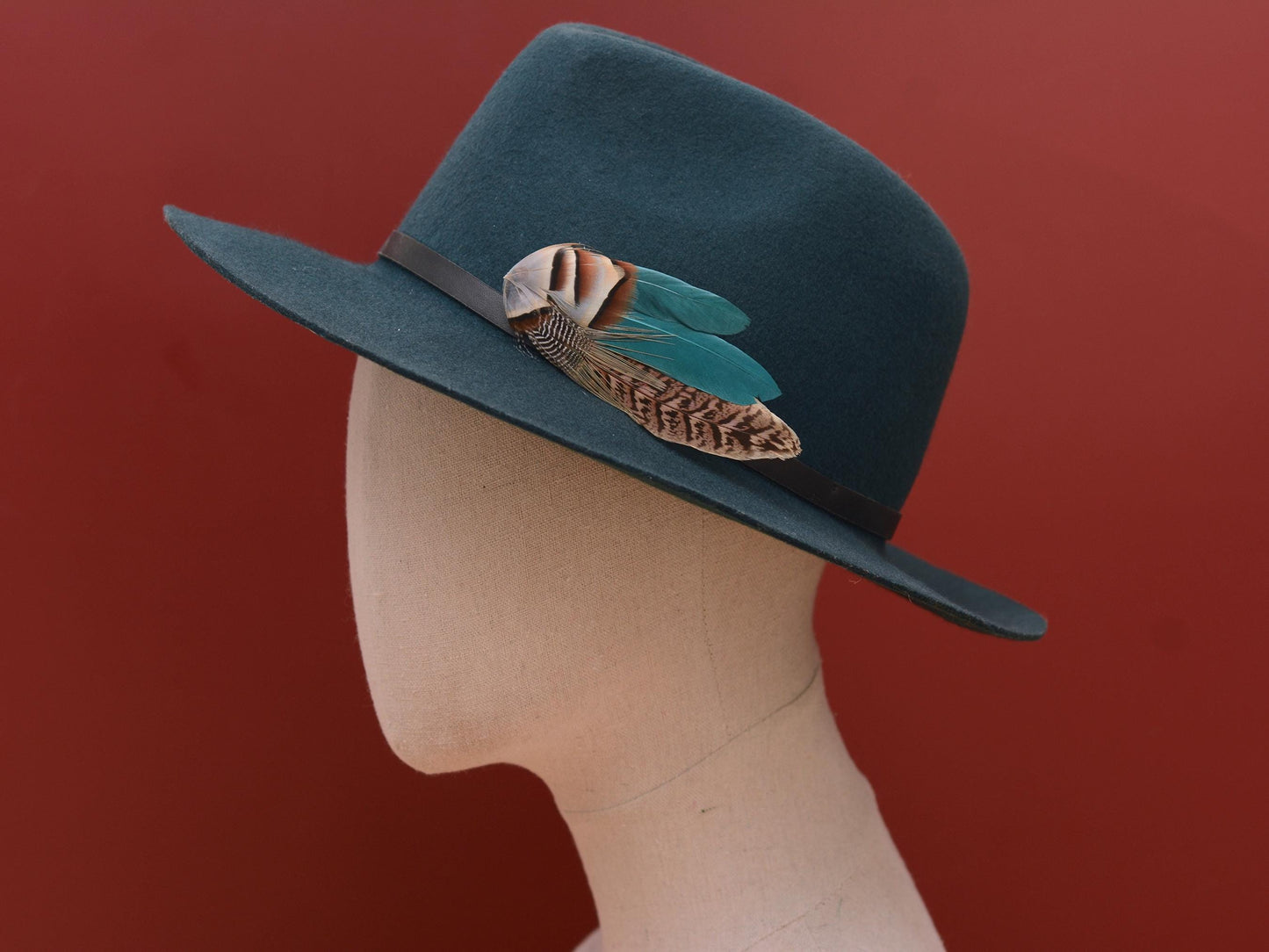 Teal, Partridge and Pheasant Feather Lapel / Hat Pin | Feather Boutonniere | Pheasant Feather Brooch | Feather Hat Pin | Pheasant Lapel Pin