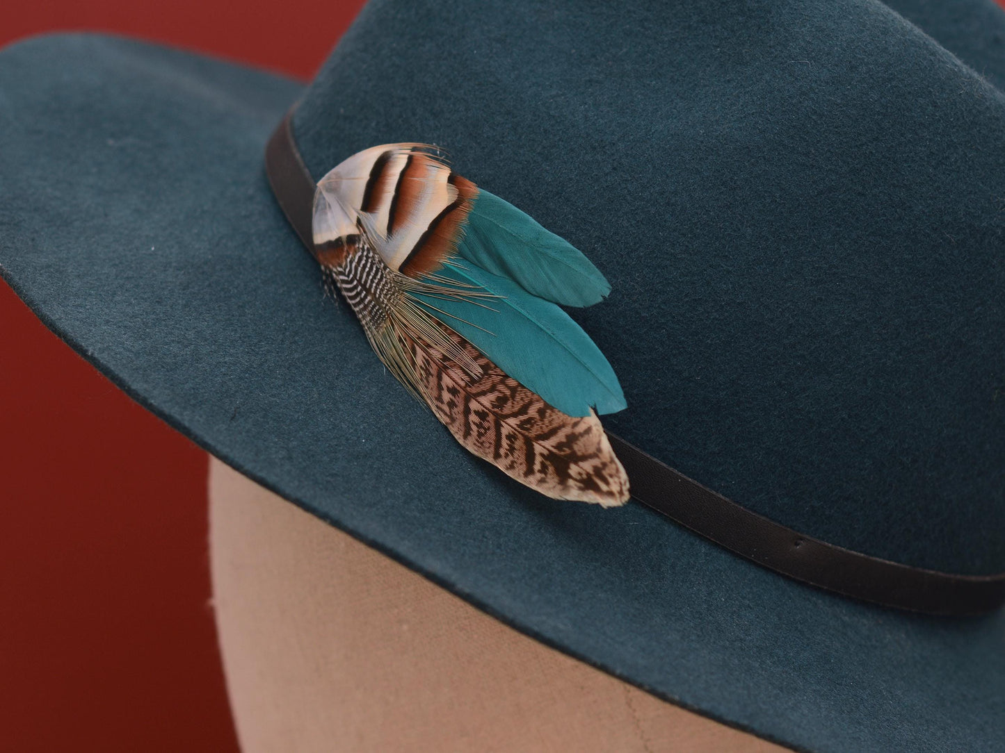 Teal, Partridge and Pheasant Feather Lapel / Hat Pin | Feather Boutonniere | Pheasant Feather Brooch | Feather Hat Pin | Pheasant Lapel Pin
