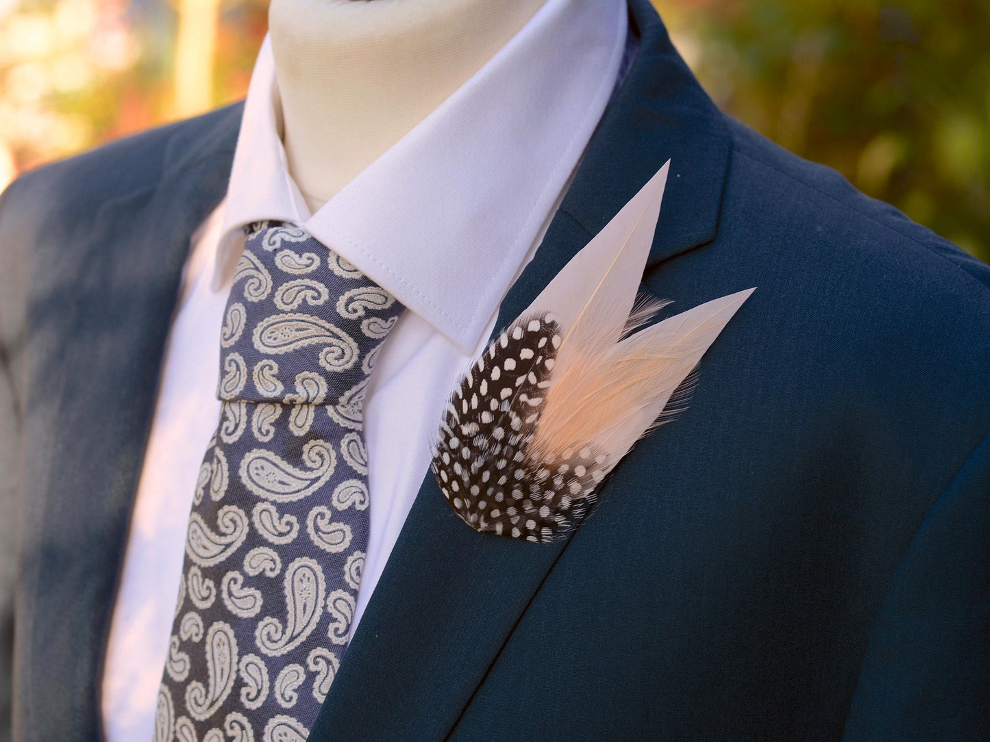 Blush Pink Feather Pin with Spotted Guinea Fowl Feathers | Feather Boutonniere | Feather Brooch | Feather Hat Pin