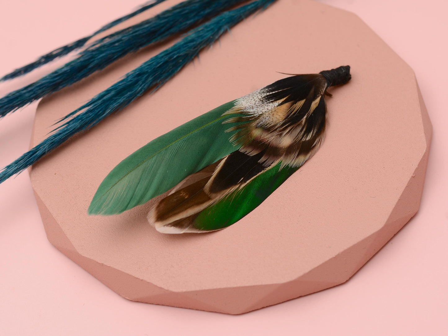 Bottle Green Duck Feather Boutonniere Pin | Feather Hat Pin | Duck Feather Brooch