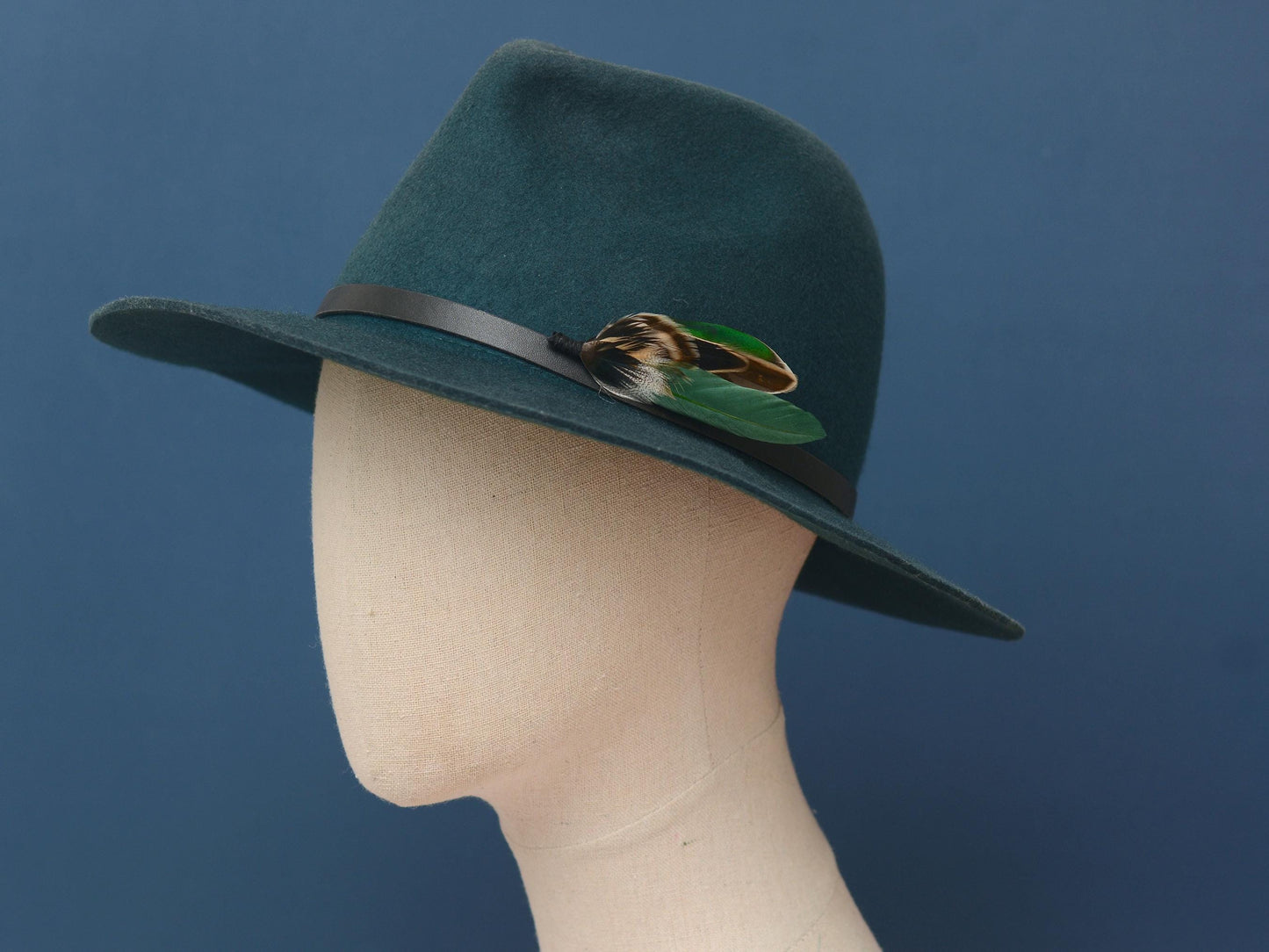 Bottle Green Duck Feather Boutonniere Pin | Feather Hat Pin | Duck Feather Brooch