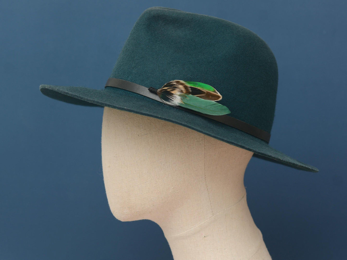 Bottle Green Duck Feather Boutonniere Pin | Feather Hat Pin | Duck Feather Brooch