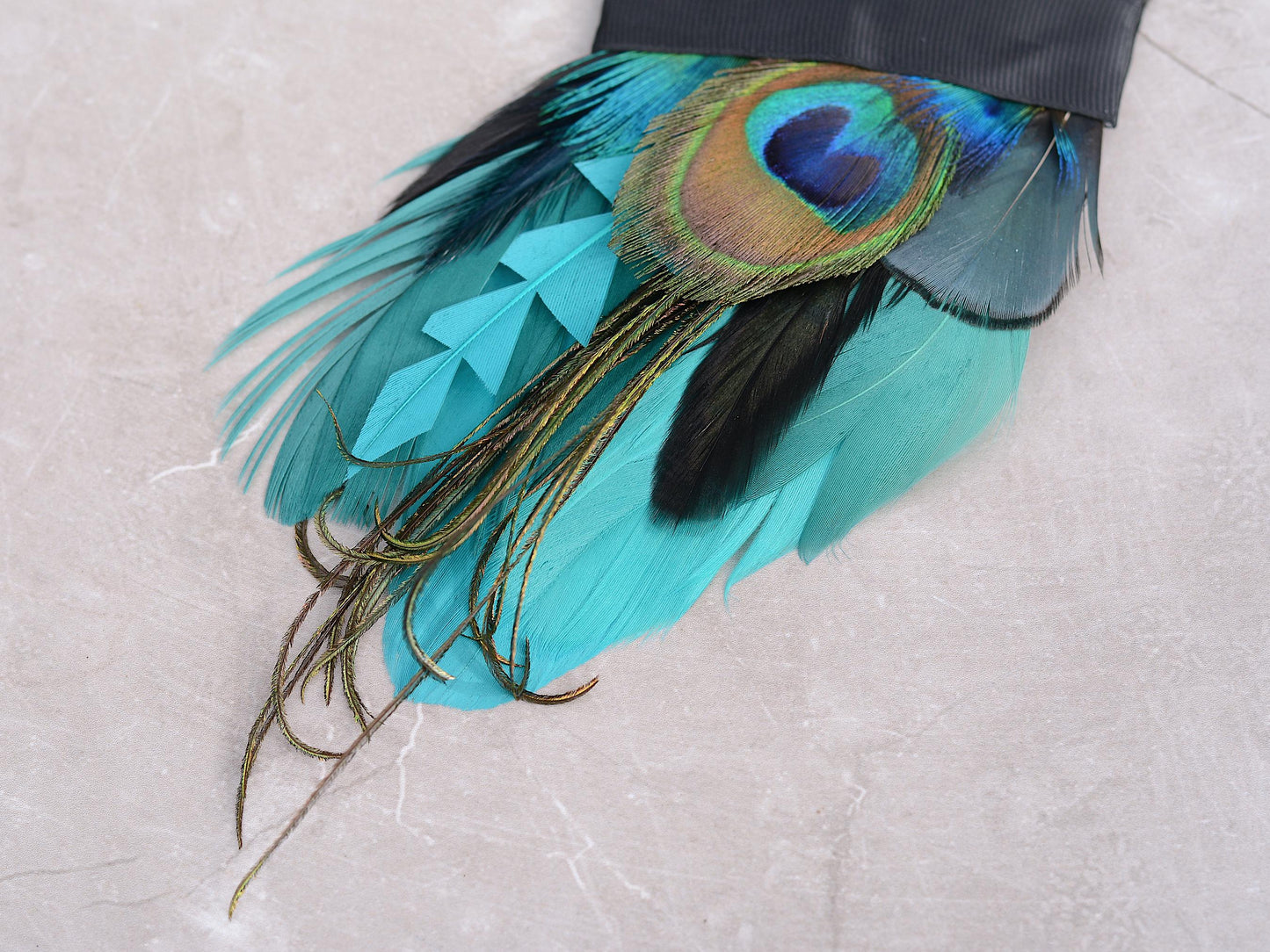 Peacock Feather Pocket Square in Shades of Teal and Turquoise No.238 | Suit Accessory | Feather Neck Tie | Grooms Outfit | Groomsmen Gift