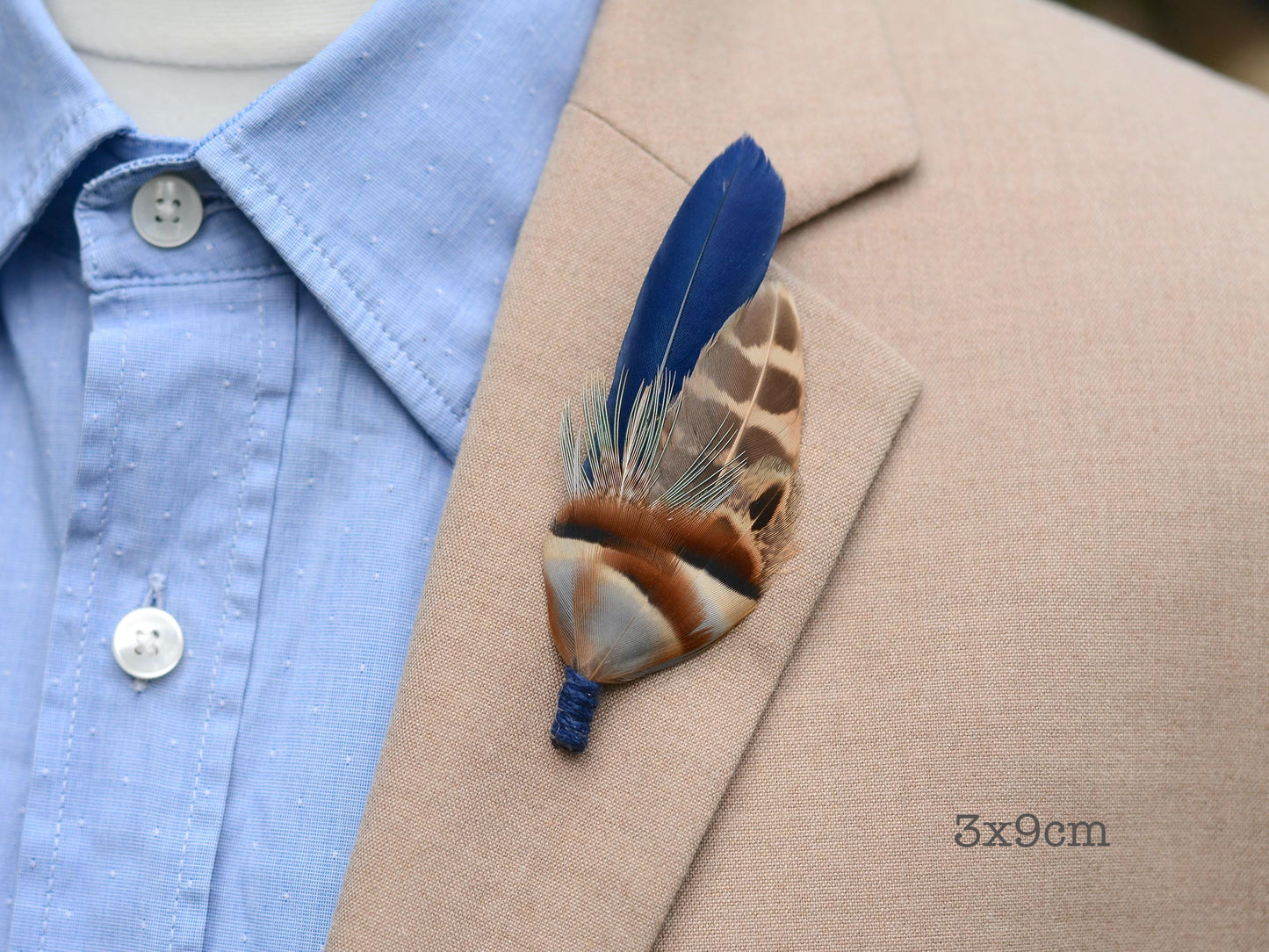 Navy Blue Partridge and Pheasant Feather Hair Clip / Feather Boutonniere Set | Pheasant Feather Fascinator | Bridesmaid Hair Clip