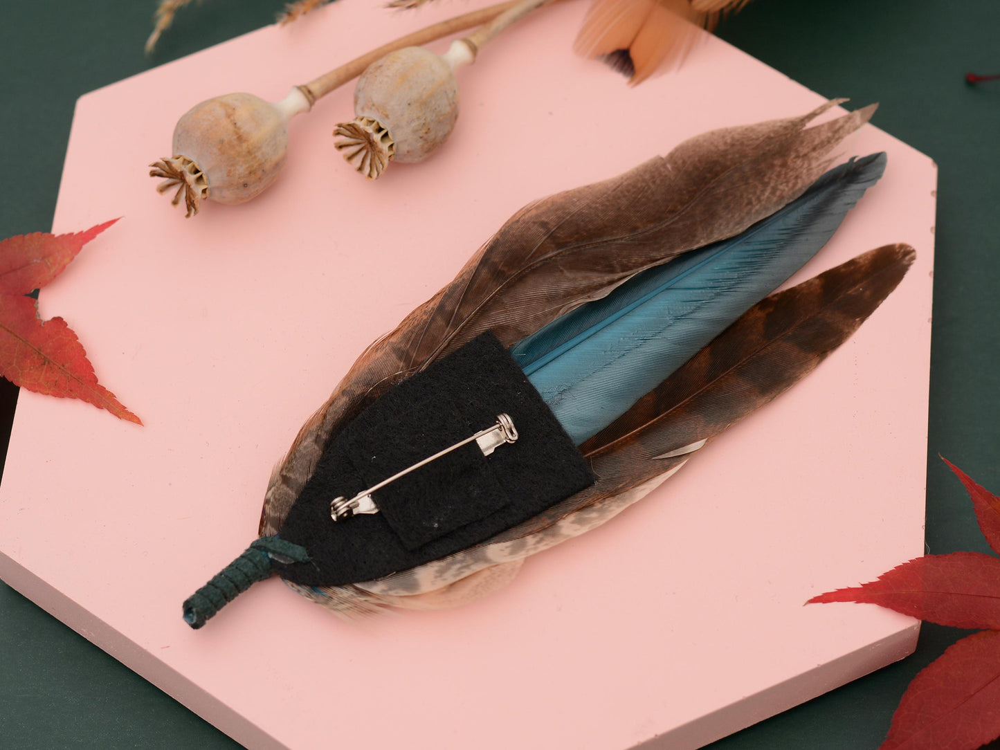 Natural Pheasant Feather Hat Pin No.310 | Pheasant Feather Boutonniere / Brooch