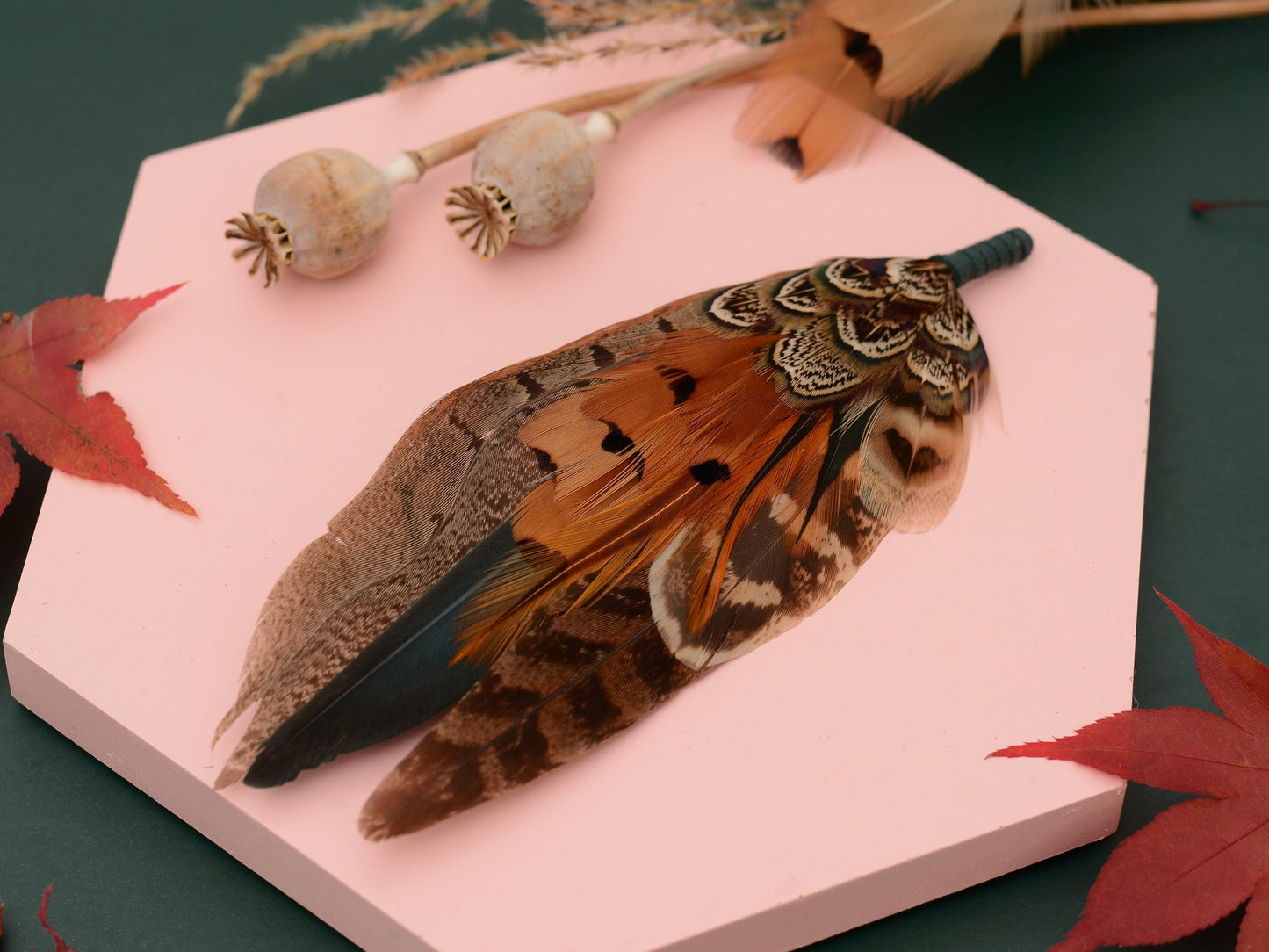 Natural Pheasant Feather Hat Pin No.310 | Pheasant Feather Boutonniere / Brooch