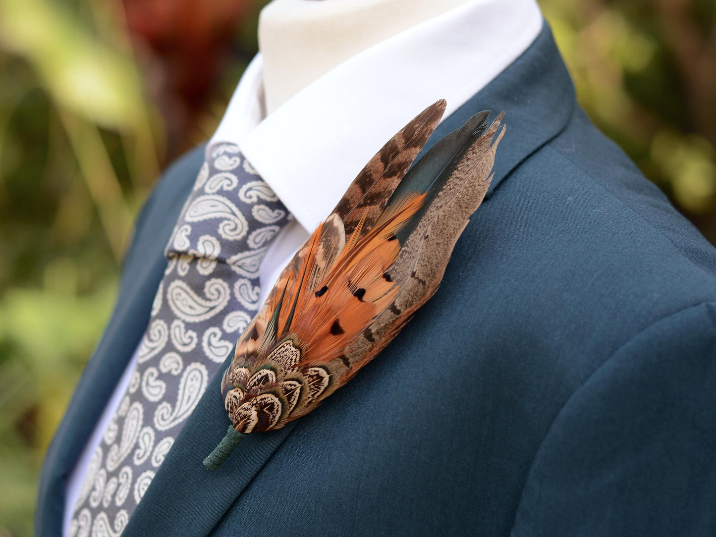 Natural Pheasant Feather Hat Pin No.310 | Pheasant Feather Boutonniere / Brooch