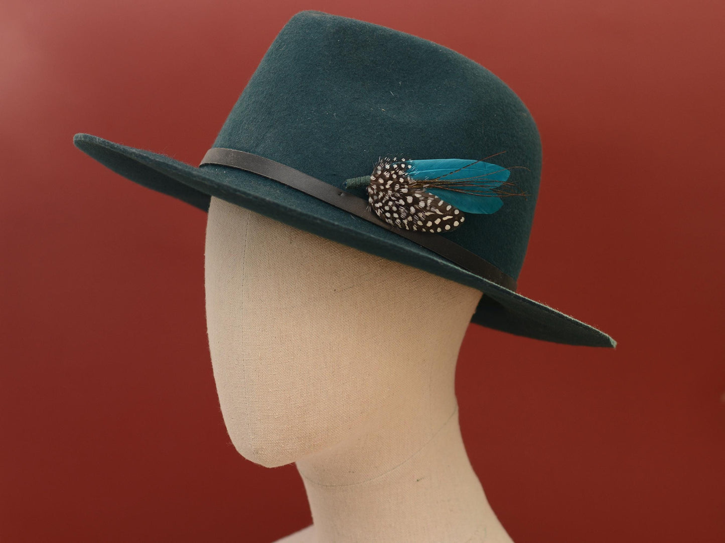 Teal and Polka dot Feather Boutonniere Pin | Feather Brooch | Feather Hat Pin | Feather Corsage