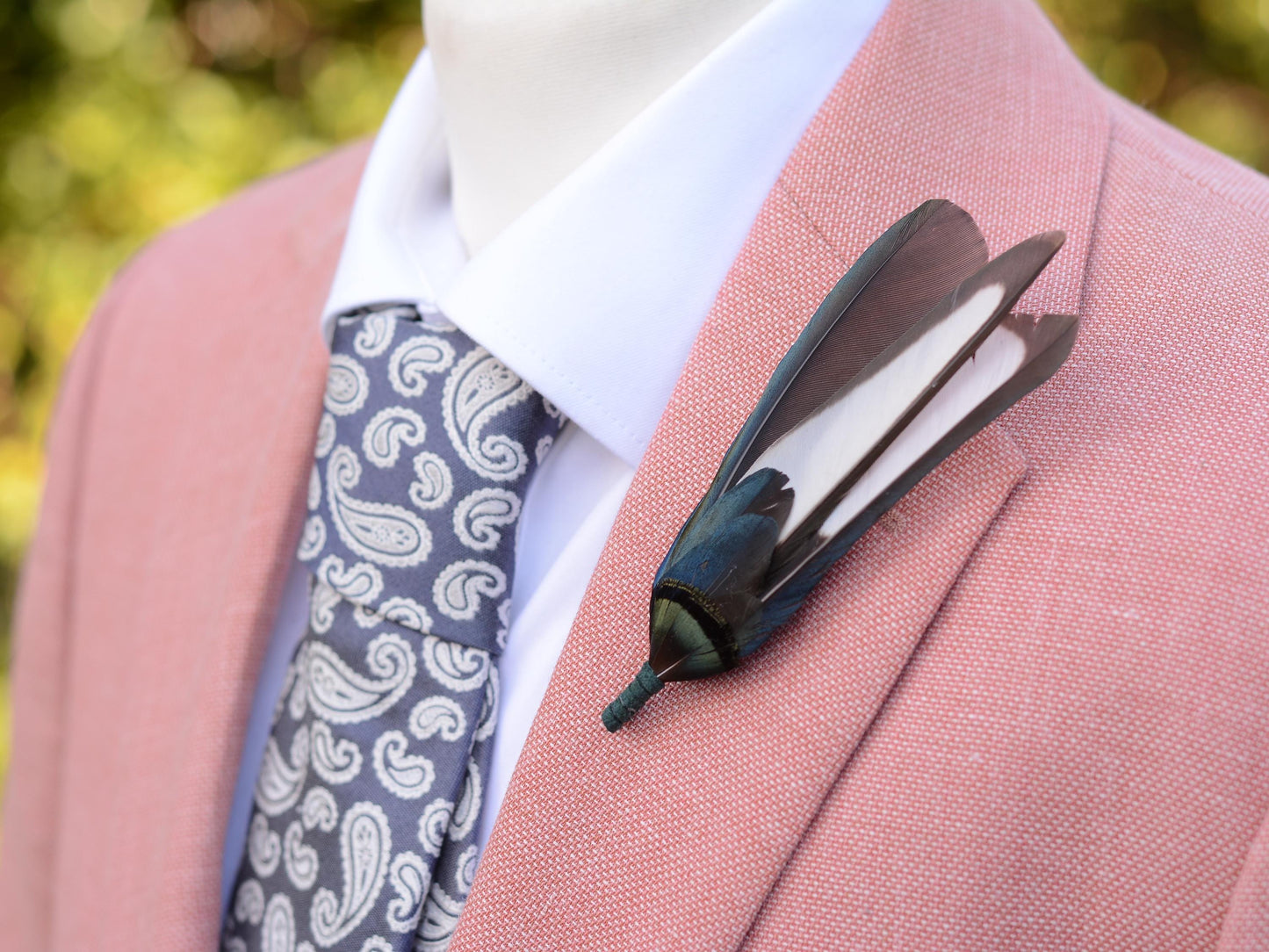 Magpie Feather Monochrome Brooch Pin No.6 | Feather Boutonniere | Feather Lapel Pin | Feather Hat Pin