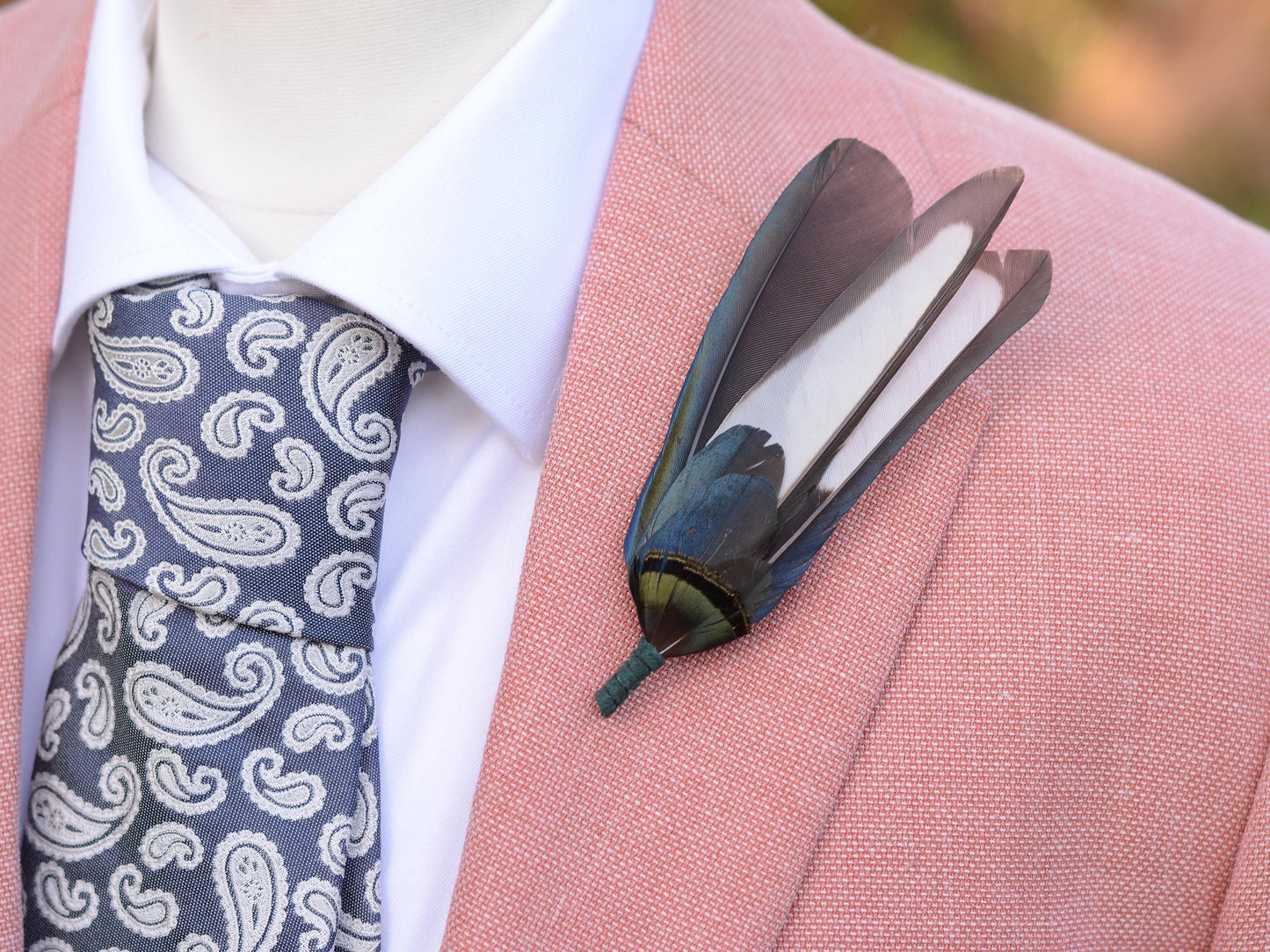 Magpie Feather Monochrome Brooch Pin No.6 | Feather Boutonniere | Feather Lapel Pin | Feather Hat Pin