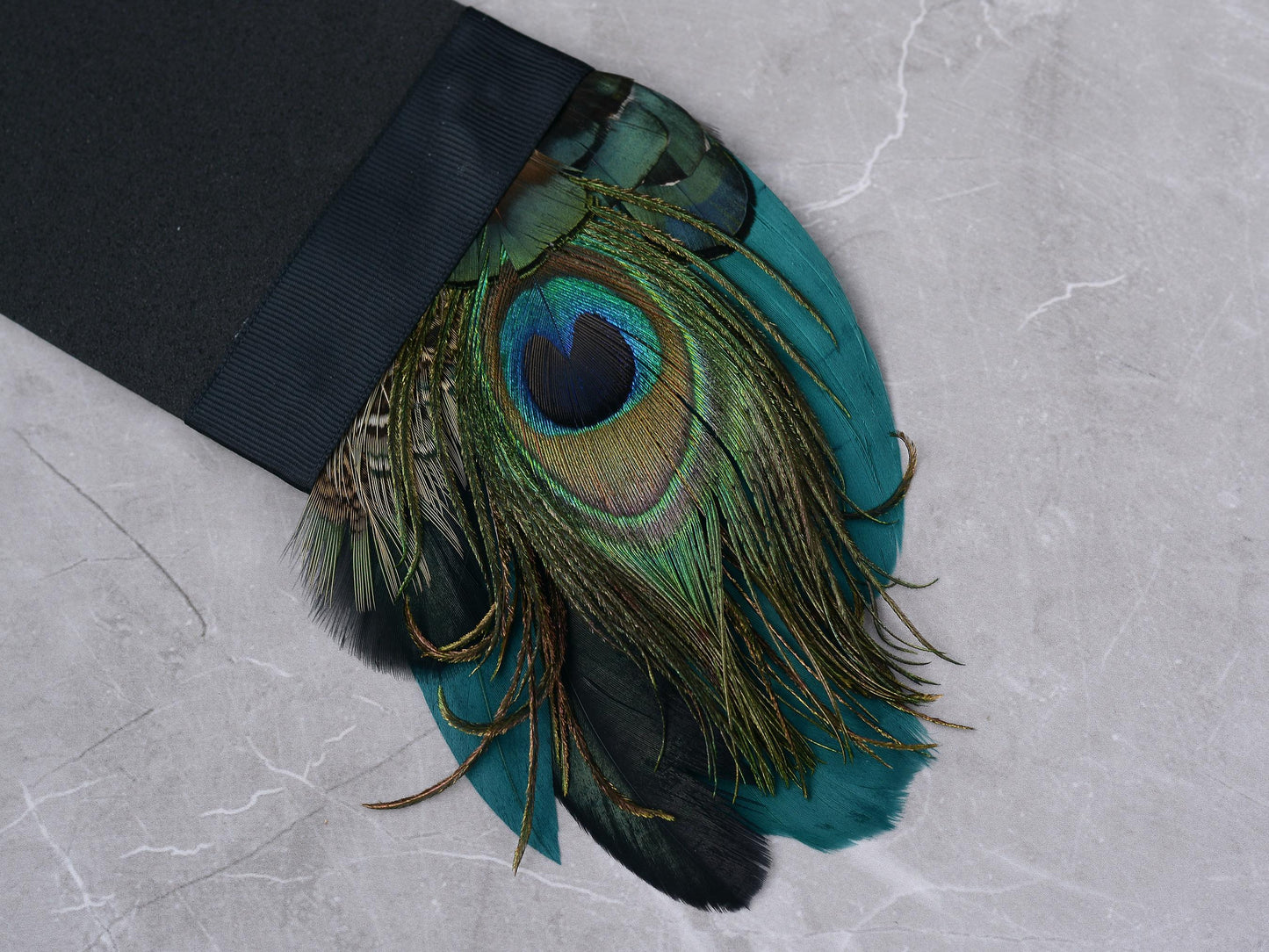 Peacock Feather Pocket Square in Teal and Deep Green No.194 | Suit Accessory | Feather Neck Tie | Grooms Outfit | Groomsmen Gift
