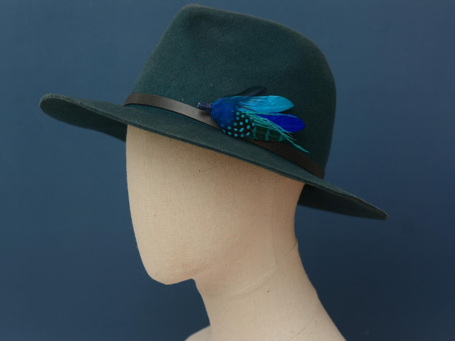 Ombre Blue Feather Boutonniere Hat Pin | Pheasant Feather Pin | Feather Brooch | Feather Hat Pin