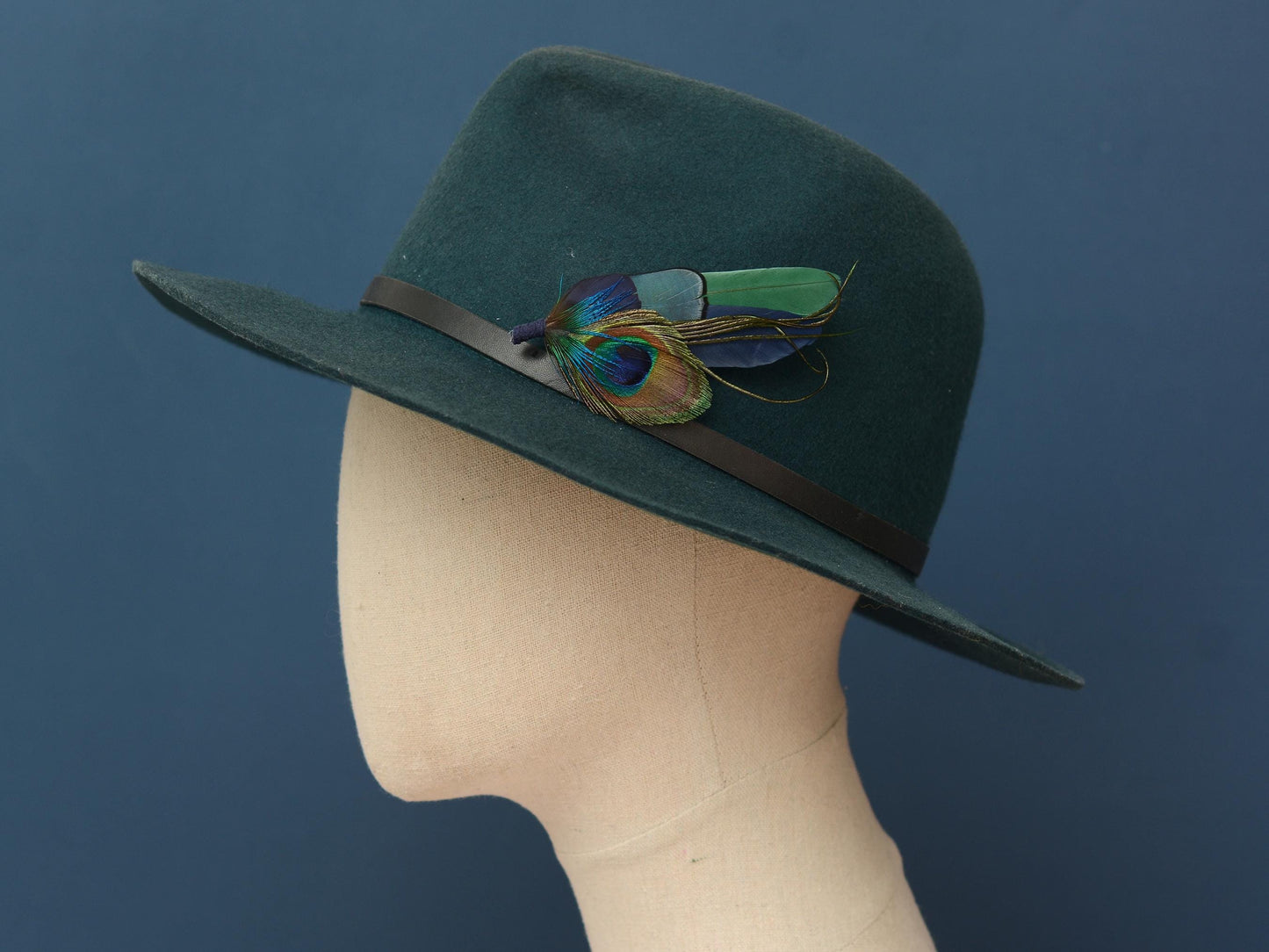 Green and Navy Peacock and Pheasant Feather Boutonniere | Peacock Feather Corsage | Peacock Feather Hat Pin