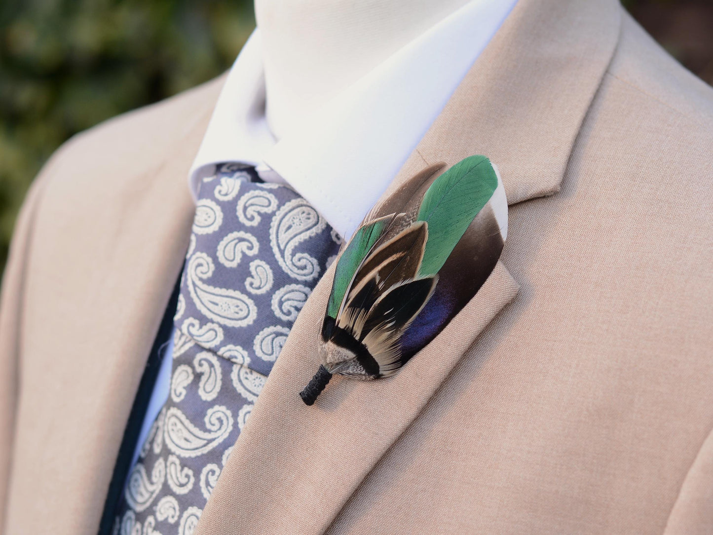 Bottle Green Duck Feather Pin Small No.232 | Duck Feather Boutonniere | Pheasant Feather Brooch | Feather Hat Pin