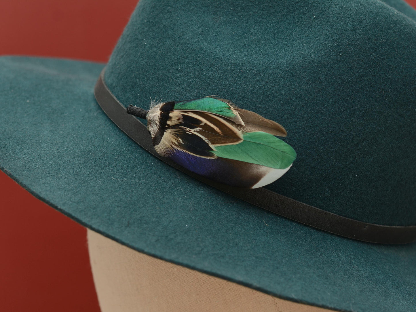 Bottle Green Duck Feather Pin Small No.232 | Duck Feather Boutonniere | Pheasant Feather Brooch | Feather Hat Pin