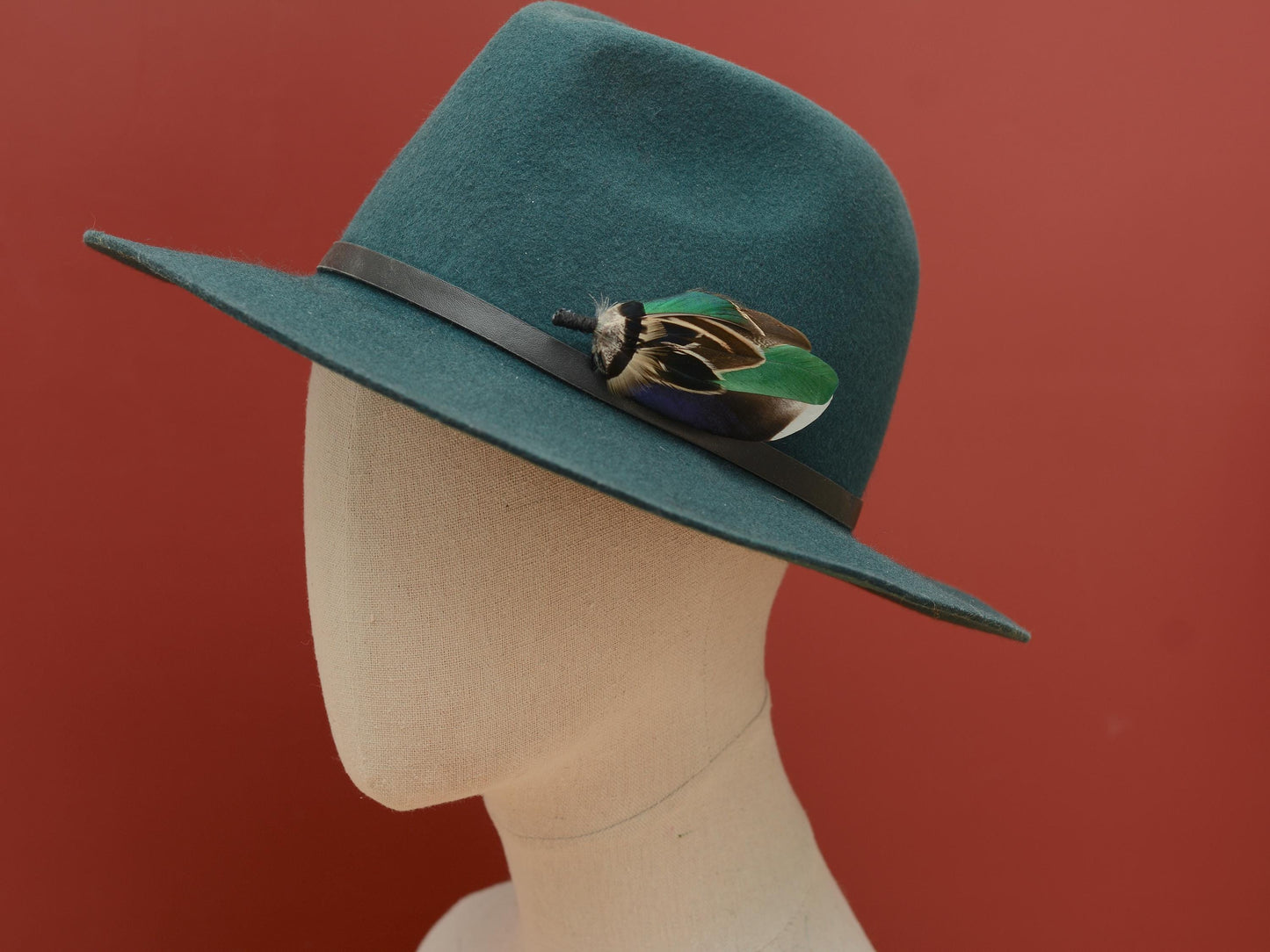 Bottle Green Duck Feather Pin Small No.232 | Duck Feather Boutonniere | Pheasant Feather Brooch | Feather Hat Pin