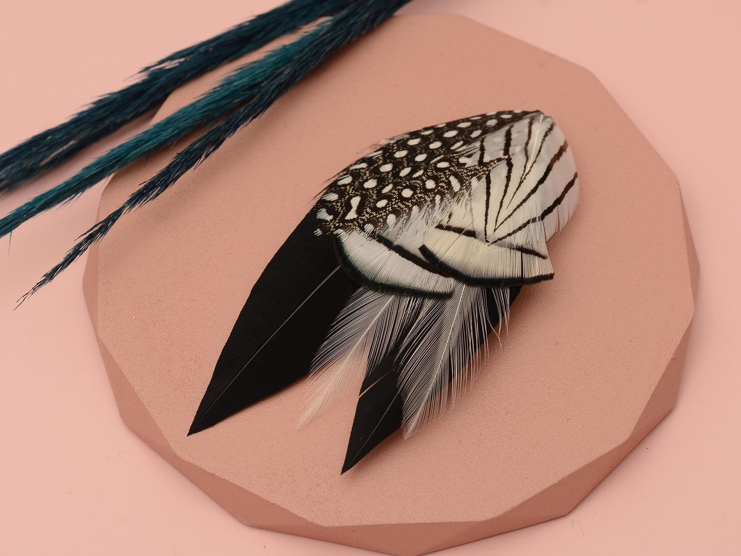 Monochrome Feather Hat Pin / Lapel Pin | Feather Boutonniere | Pheasant Feather Brooch