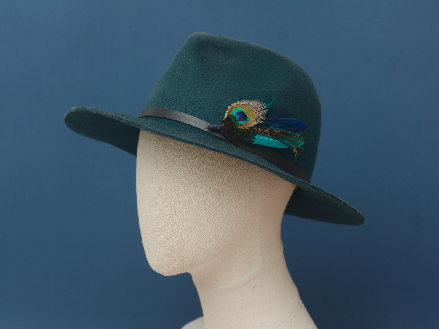 Teal Turquoise and Navy Peacock Feather Hat Pin / Brooch | Peacock Feather Boutonniere | Peacock Feather Brooch