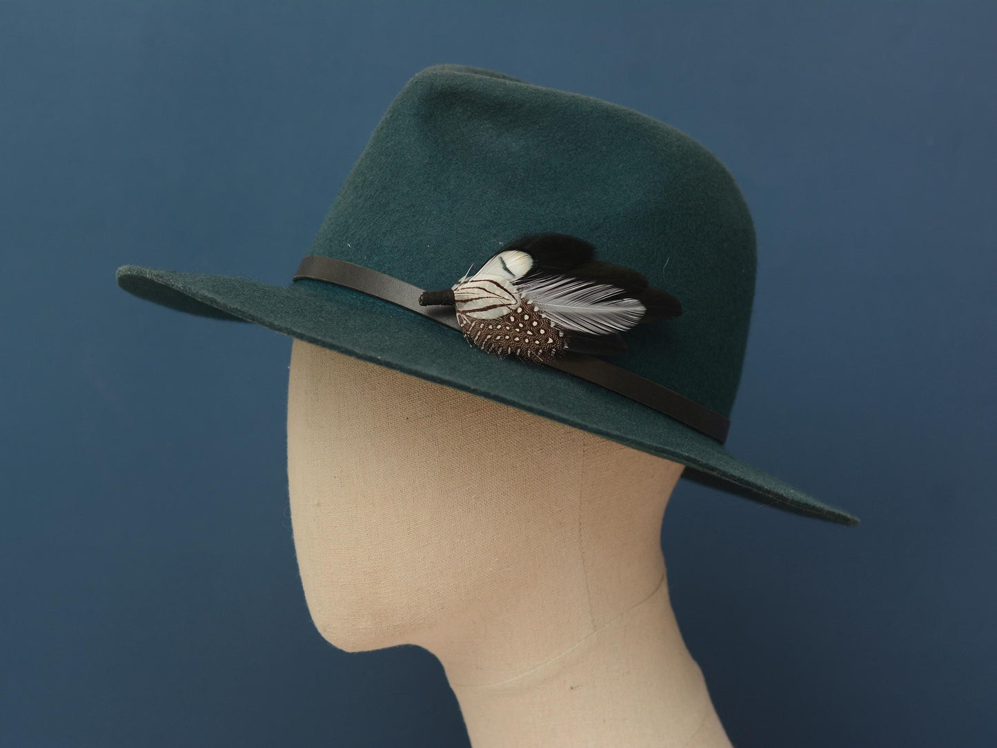 Feather Brooch Pin in Monochrome Black and White | Feather Boutonniere | Pheasant Feather Lapel Pin | Feather Hat Pin