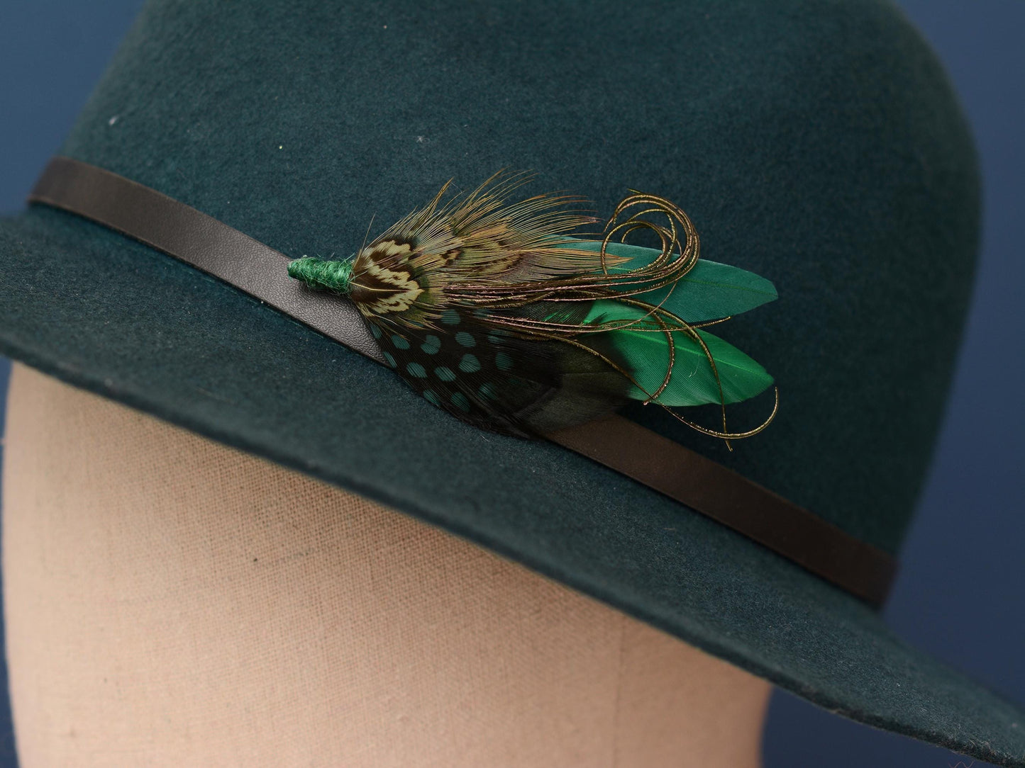 Shades of Green Feather Boutonniere | Duck Feather Pin | Pheasant Feather Brooch | Feather Hat Pin