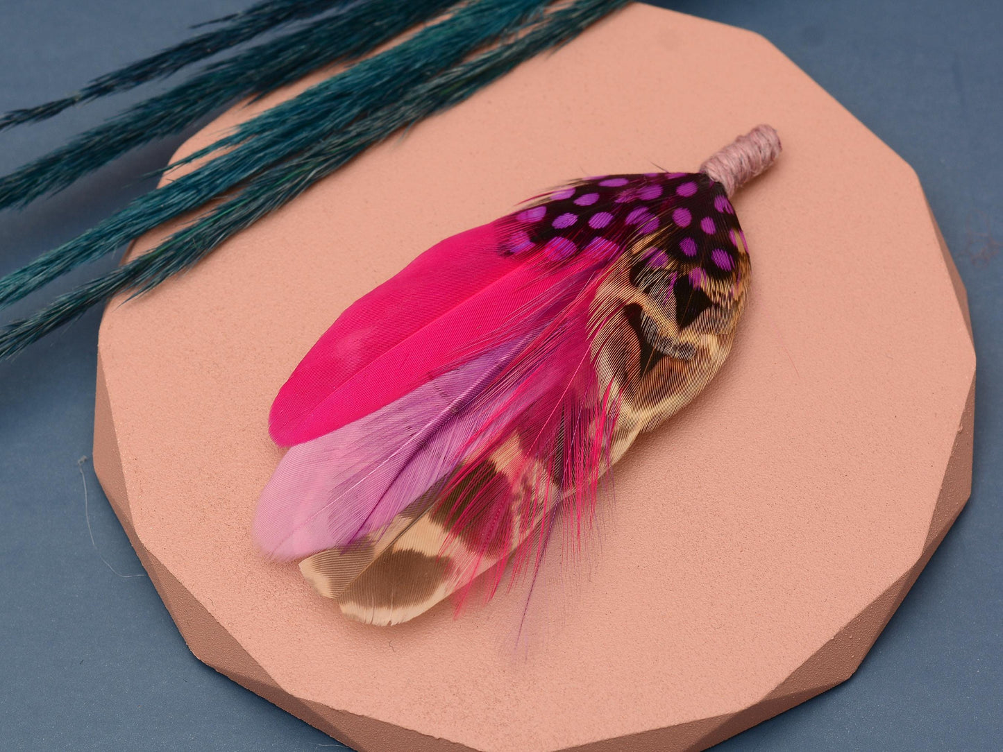 Pink and Mauve Hen Pheasant Feather Hat Pin | Feather Brooch | Feather Boutonniere |