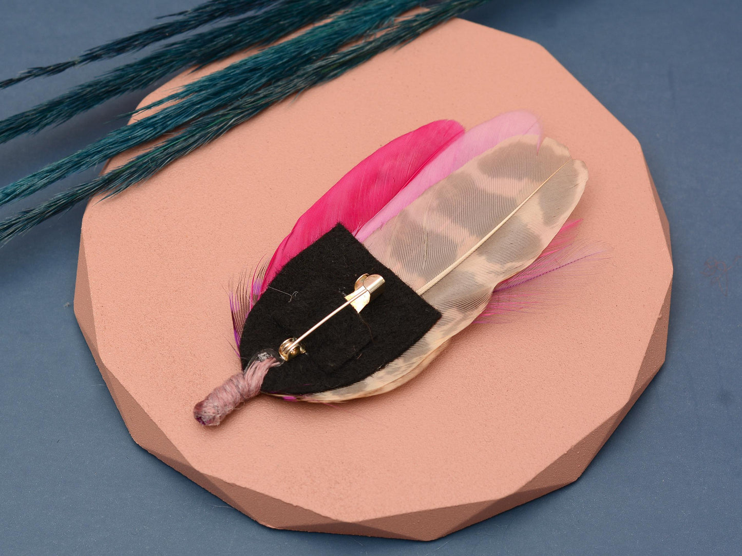 Pink and Mauve Hen Pheasant Feather Hat Pin | Feather Brooch | Feather Boutonniere |