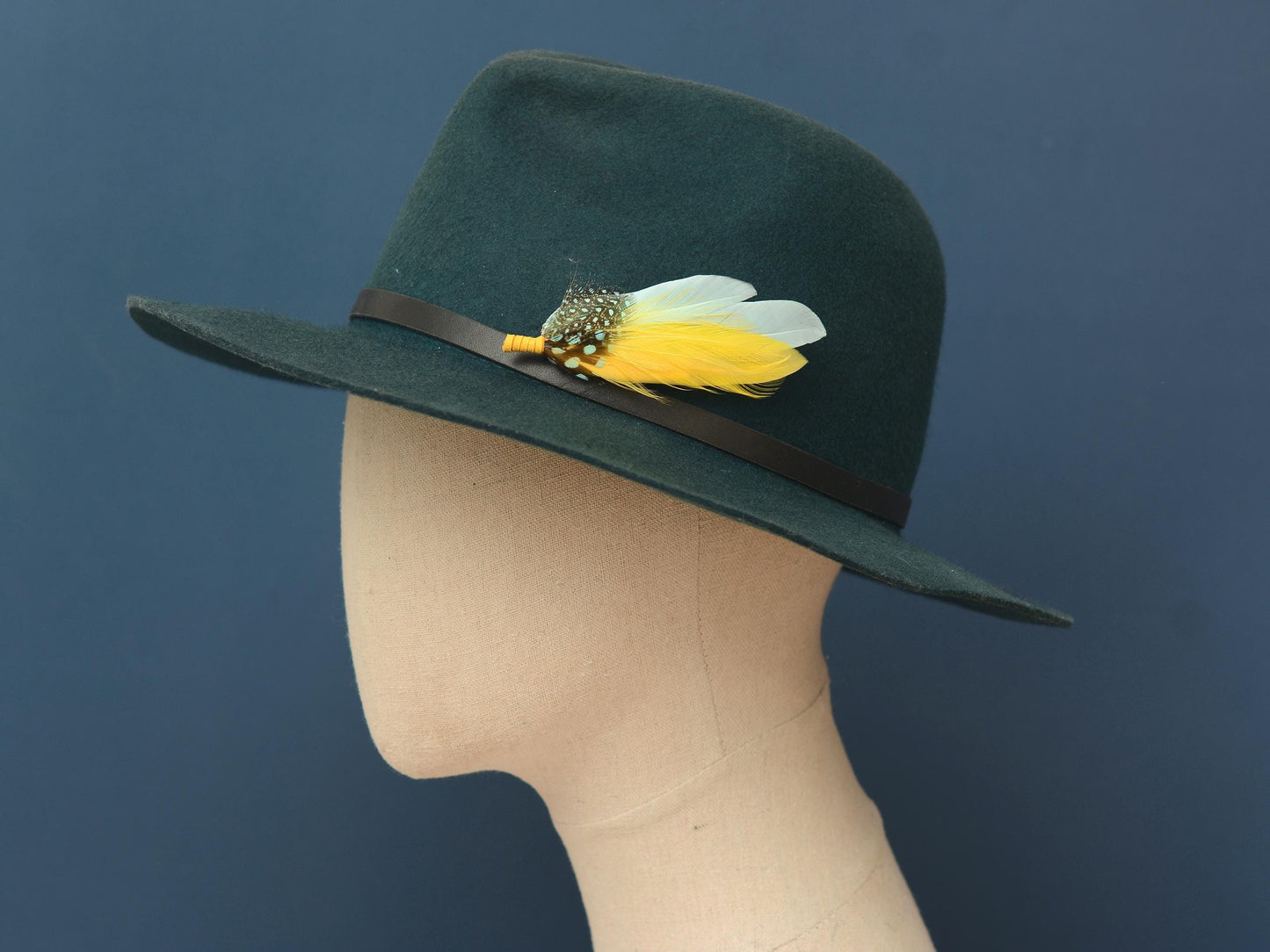 Feather Hat Pin in Mint Green and Yellow | Duck Feather Brooch | Duck Feather Boutonniere | Feather Hat Pin