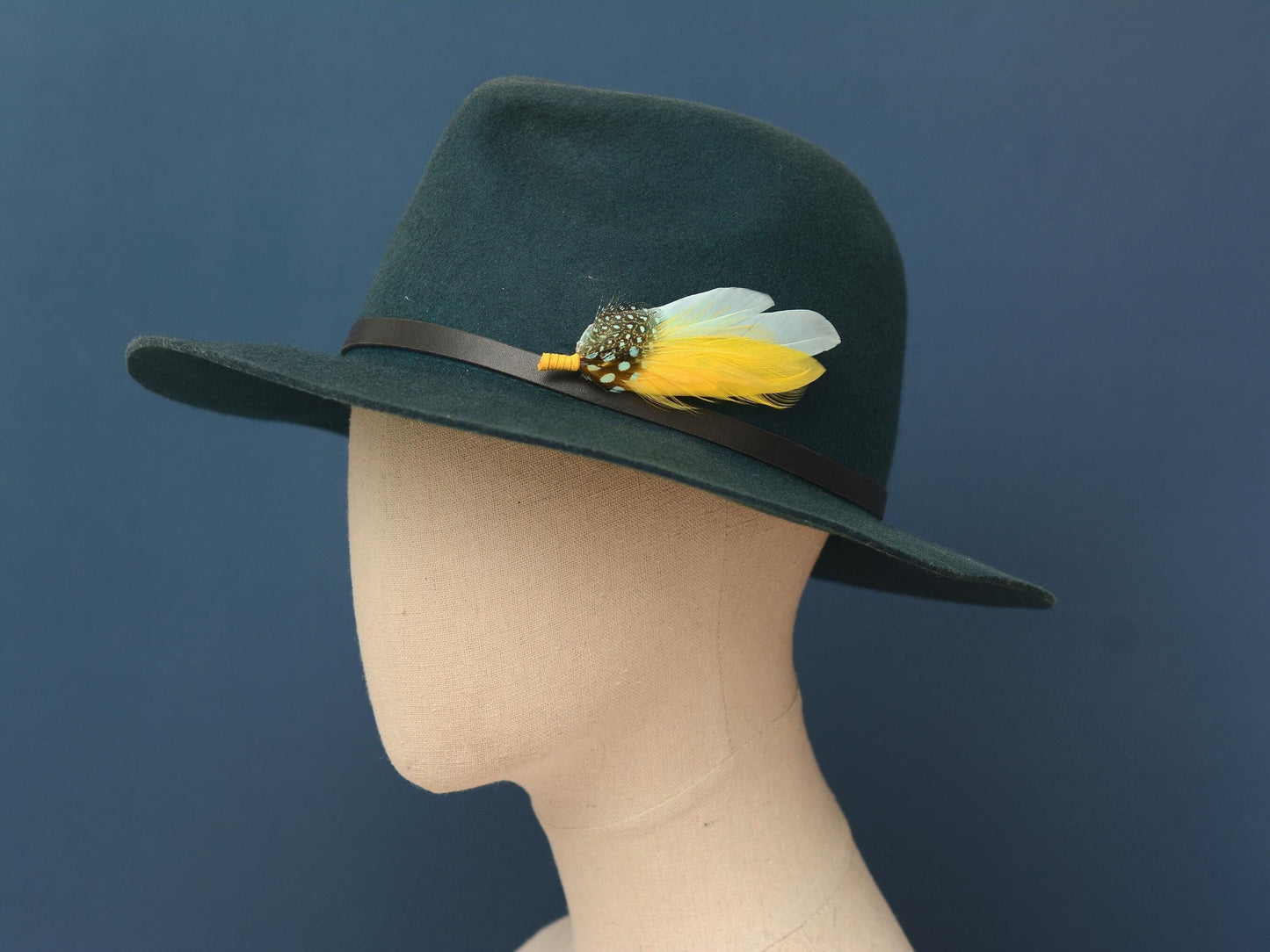Feather Hat Pin in Mint Green and Yellow | Duck Feather Brooch | Duck Feather Boutonniere | Feather Hat Pin