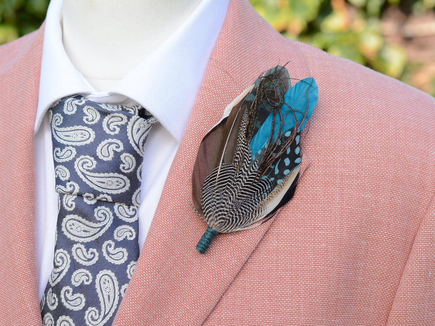 Duck Feather Brooch Pin in Teal and Turquoise No.295 | Unique Duck Feather Boutonniere | Duck Feather Hat Pin
