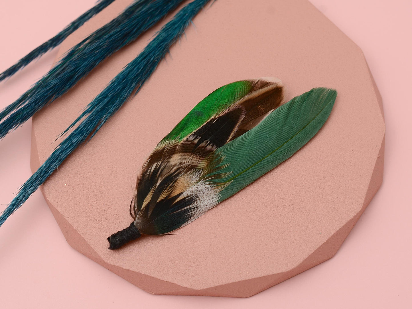Bottle Green Duck Feather Boutonniere Pin | Feather Hat Pin | Duck Feather Brooch