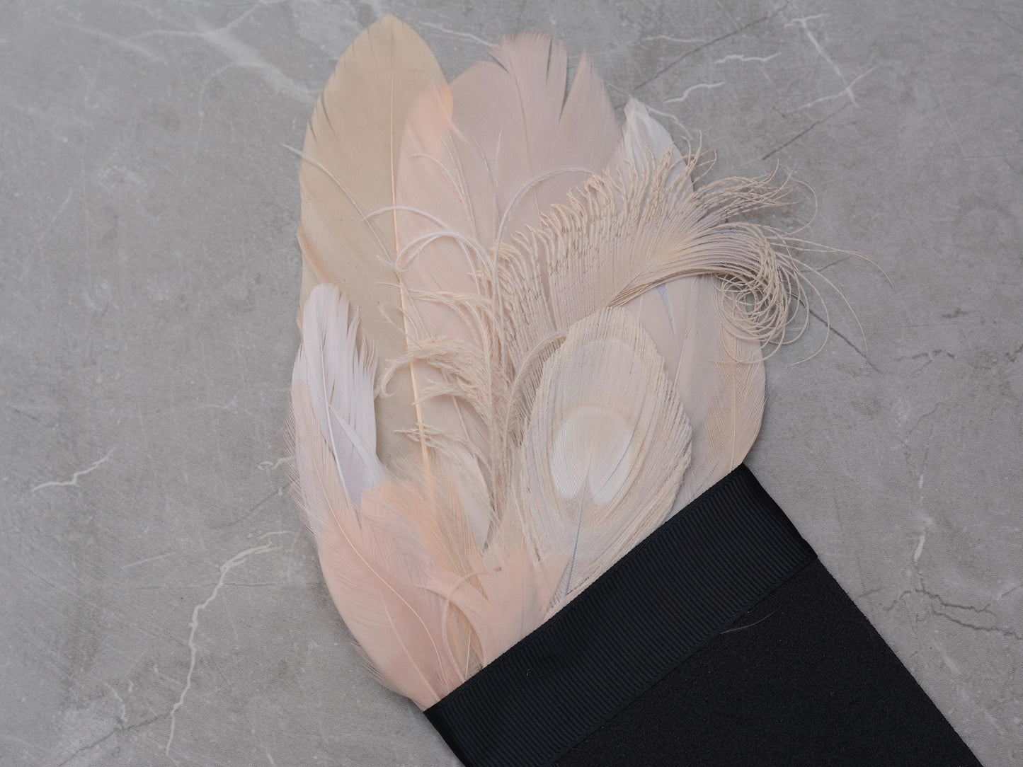 Ivory and Blush Pink Feather Pocket Square No.279 | Suit Accessory | Feather Neck Tie | Grooms Outfit | Groomsmen Gift | Wedding