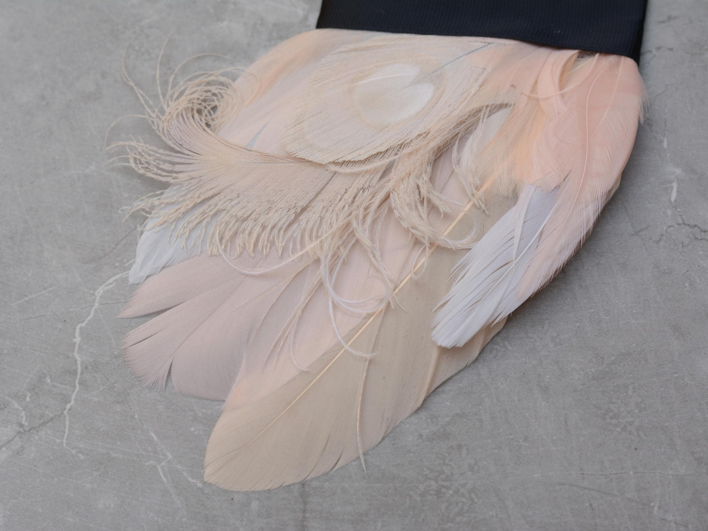 Ivory and Blush Pink Feather Pocket Square No.279 | Suit Accessory | Feather Neck Tie | Grooms Outfit | Groomsmen Gift | Wedding